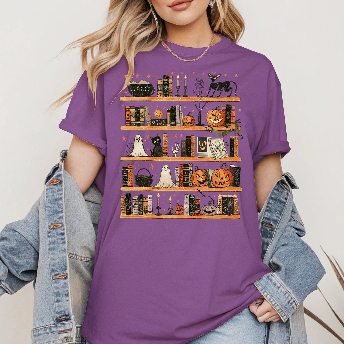 Haunted Bookshelf Halloween Shirt