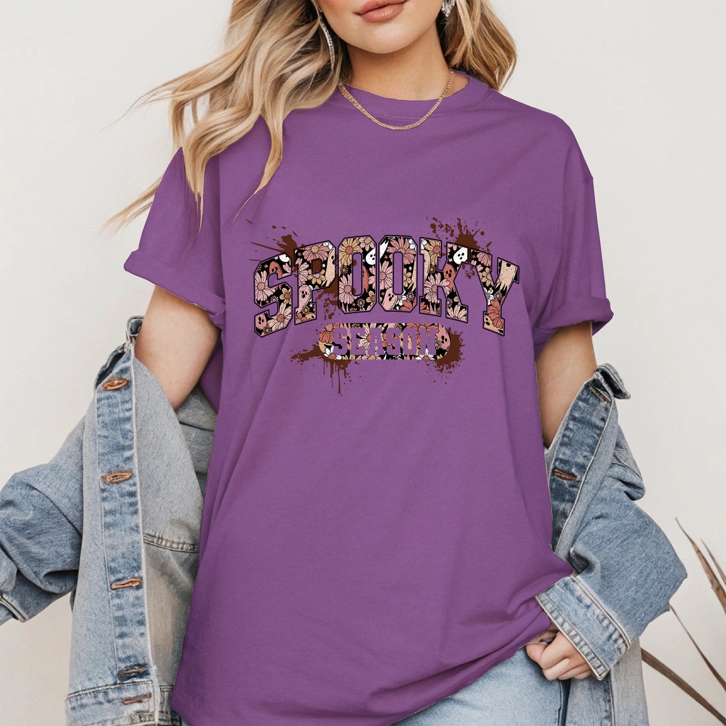 Grunge Floral Spooky Season Shirt