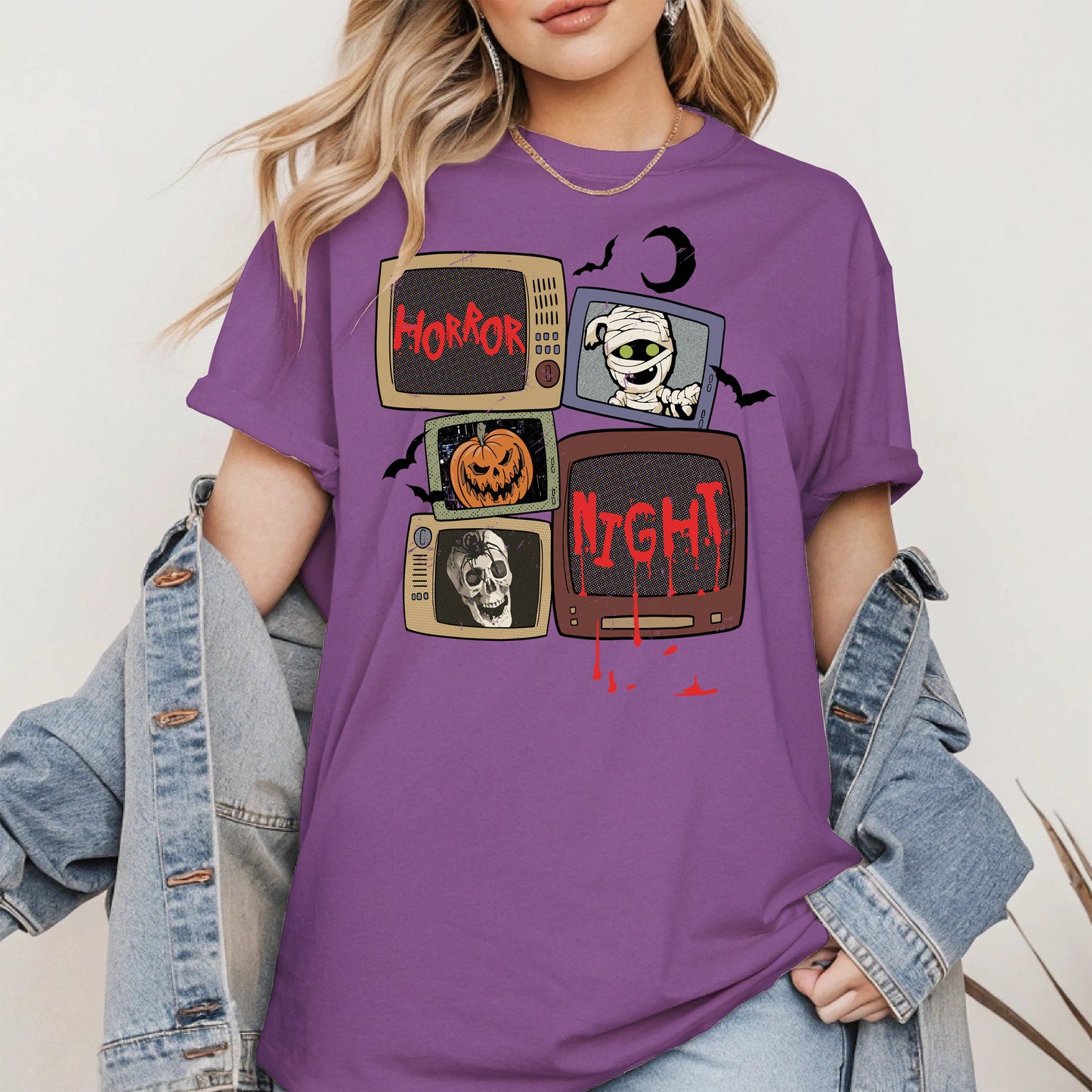 Horror Night Retro TV Halloween Shirt