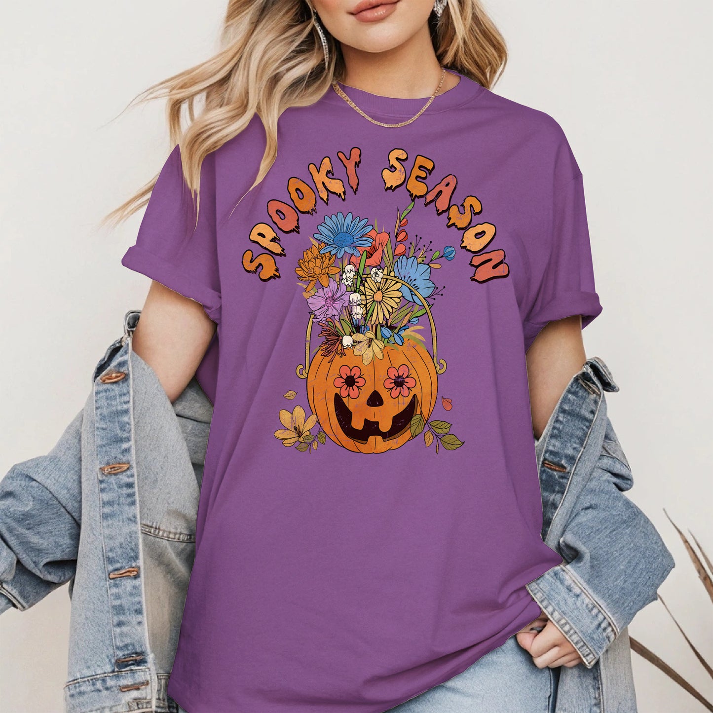 Floral Pumpkin Spooky Season Shirt