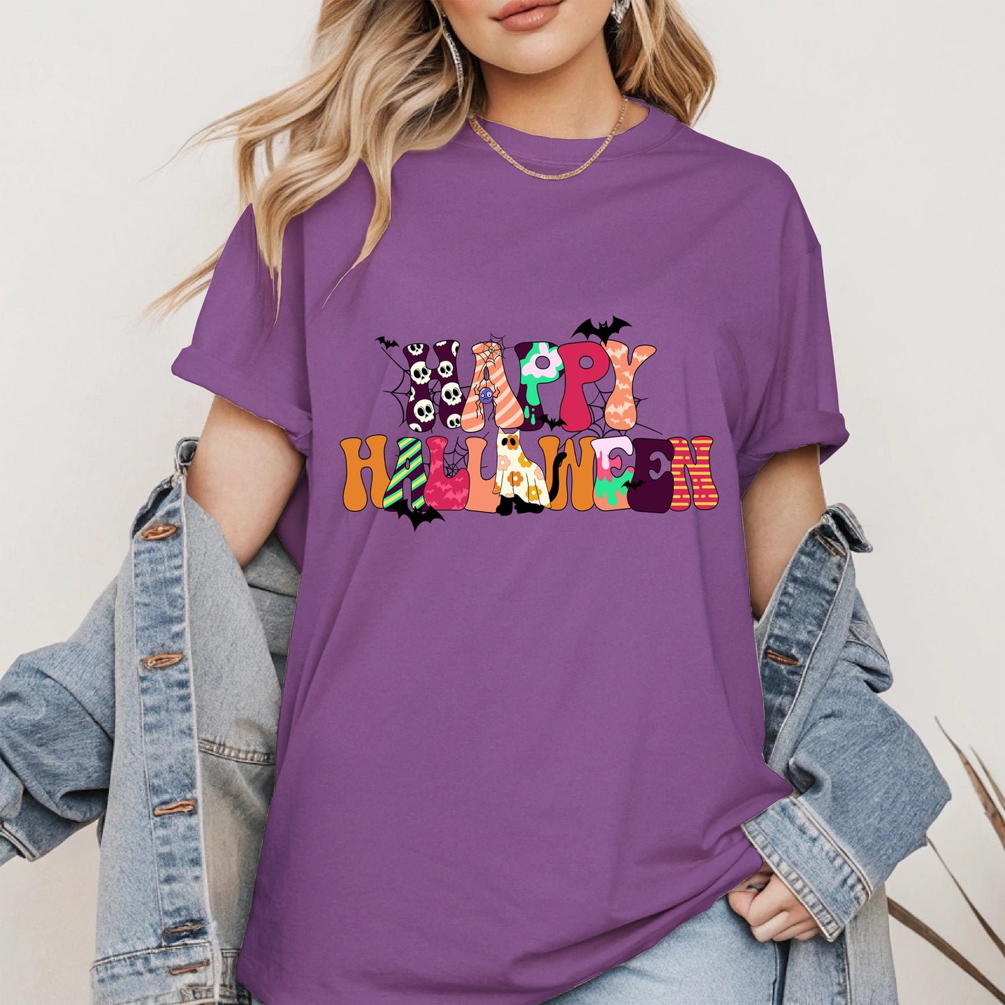 Colorful Ghost Pumpkin Retro Halloween Shirt