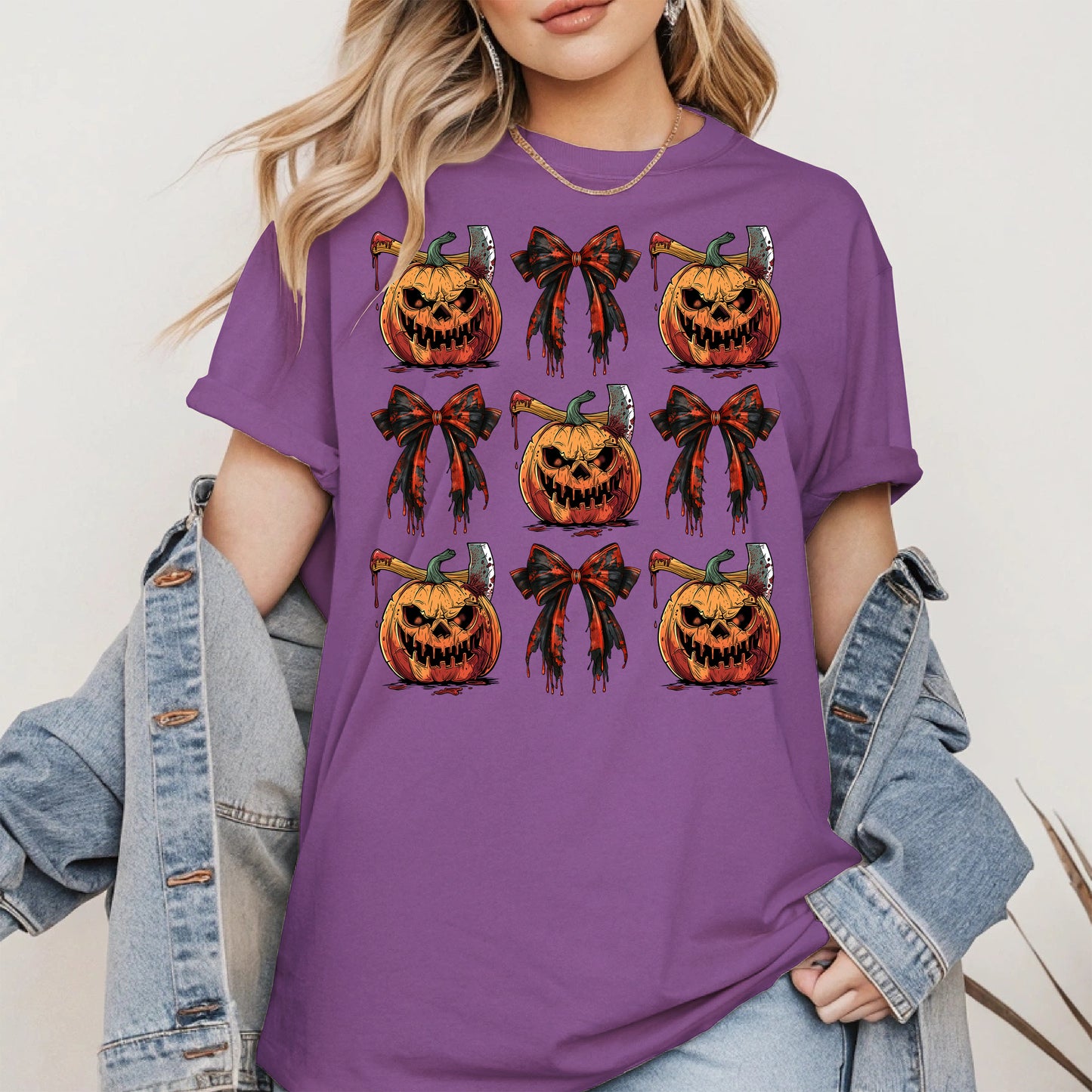 Bloody Pumpkin and Bow Halloween Shirt