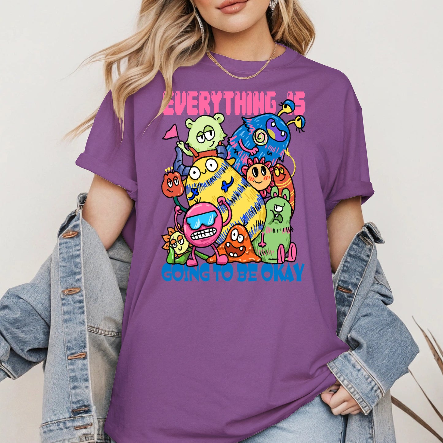 Everything Is Going to Be Okay Cute Monster Shirt
