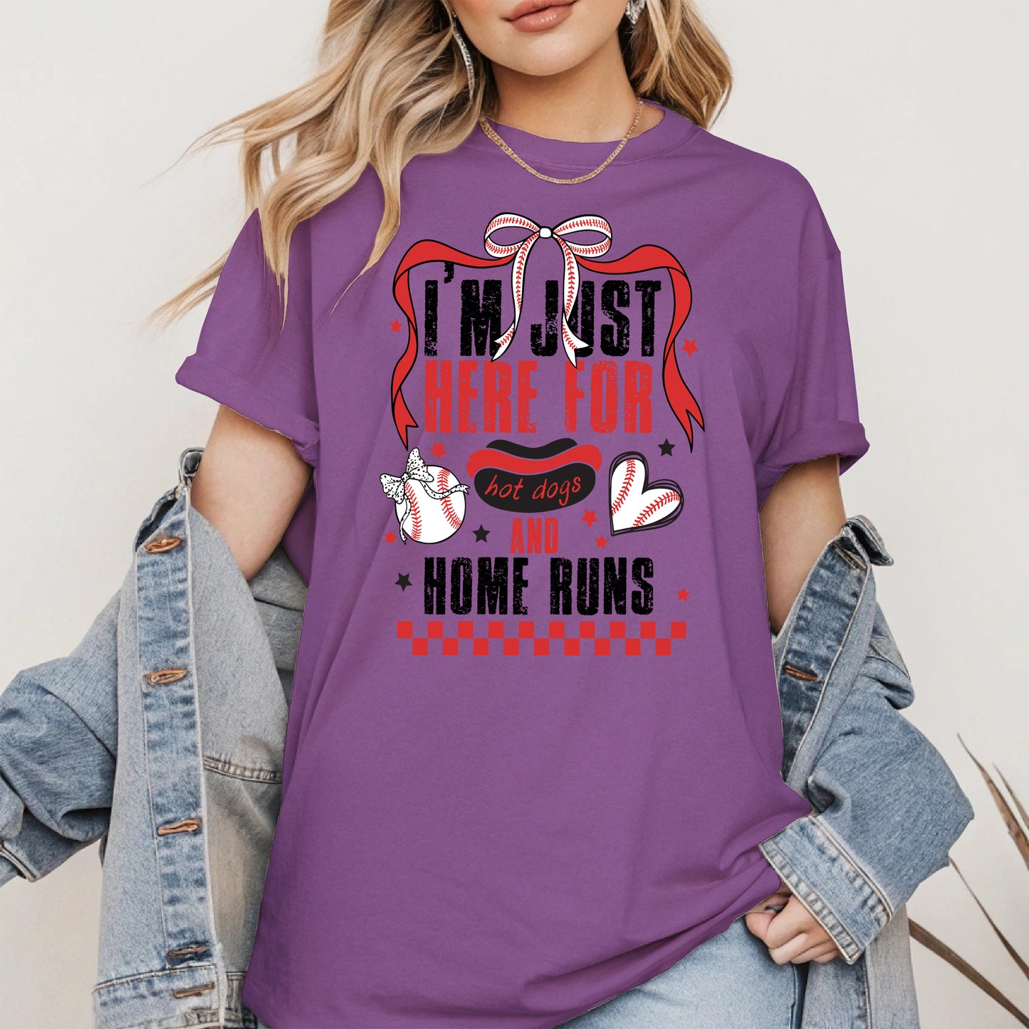 Here For Hot Dogs Baseball Shirt Sport Tee Hoodie Sweatshirt