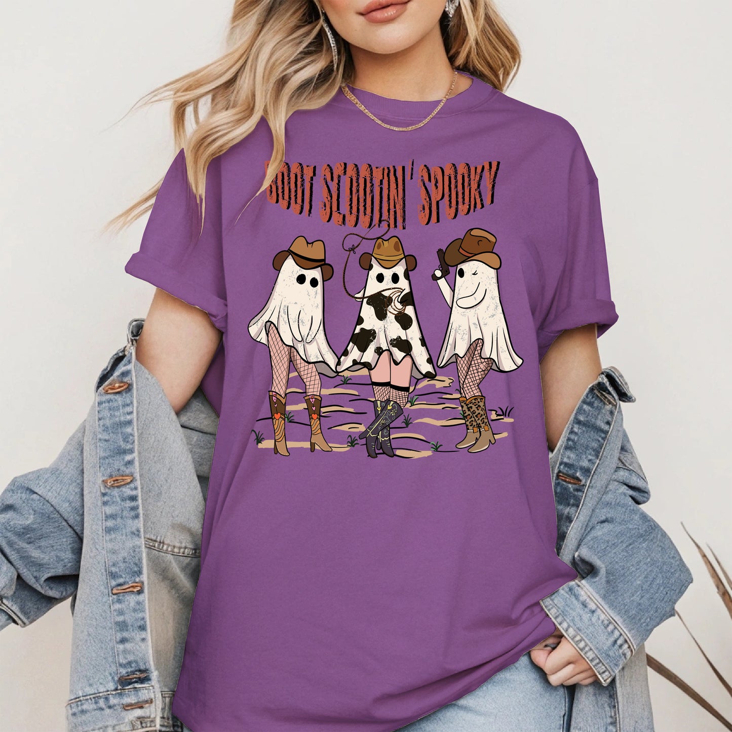 Boot Scootin' Spooky Cowgirl Halloween Tee