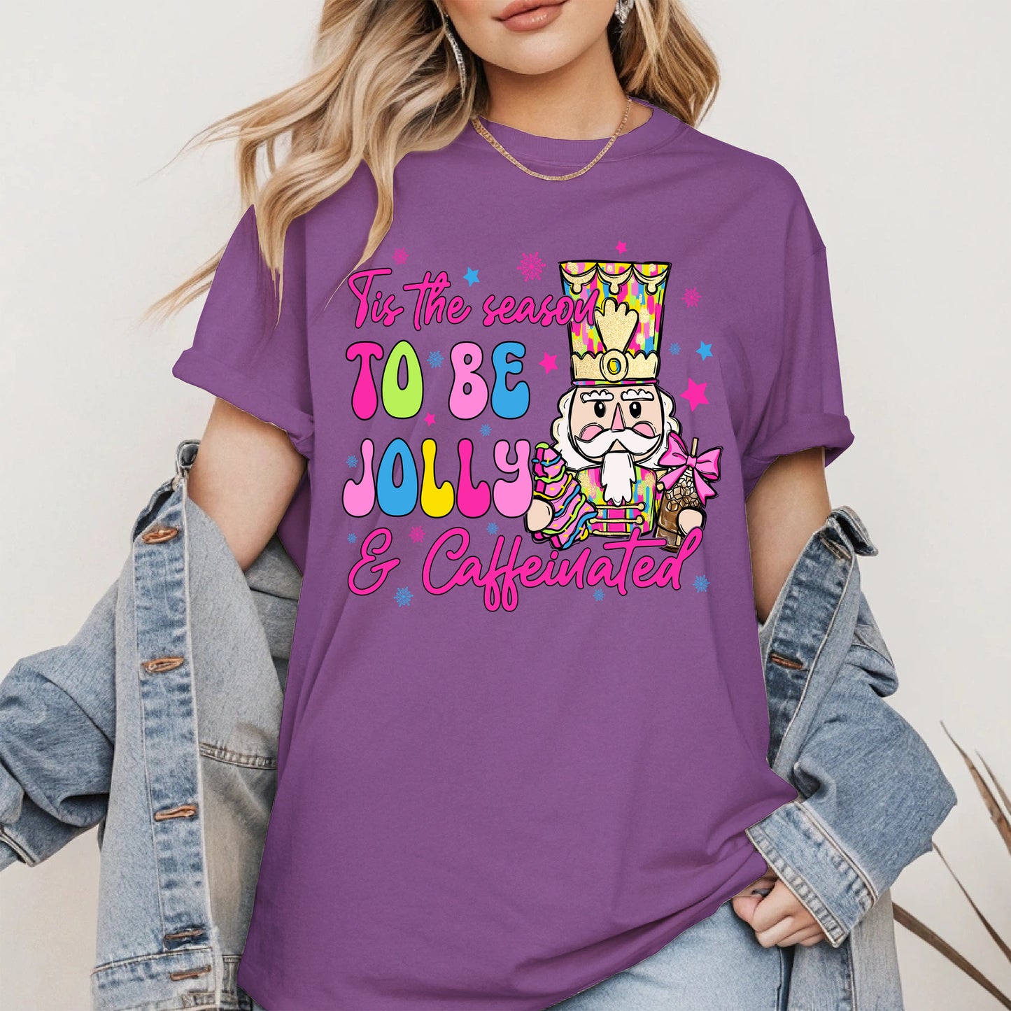 Tis the Season To Be Jolly and Caffeinated Christmas Shirt