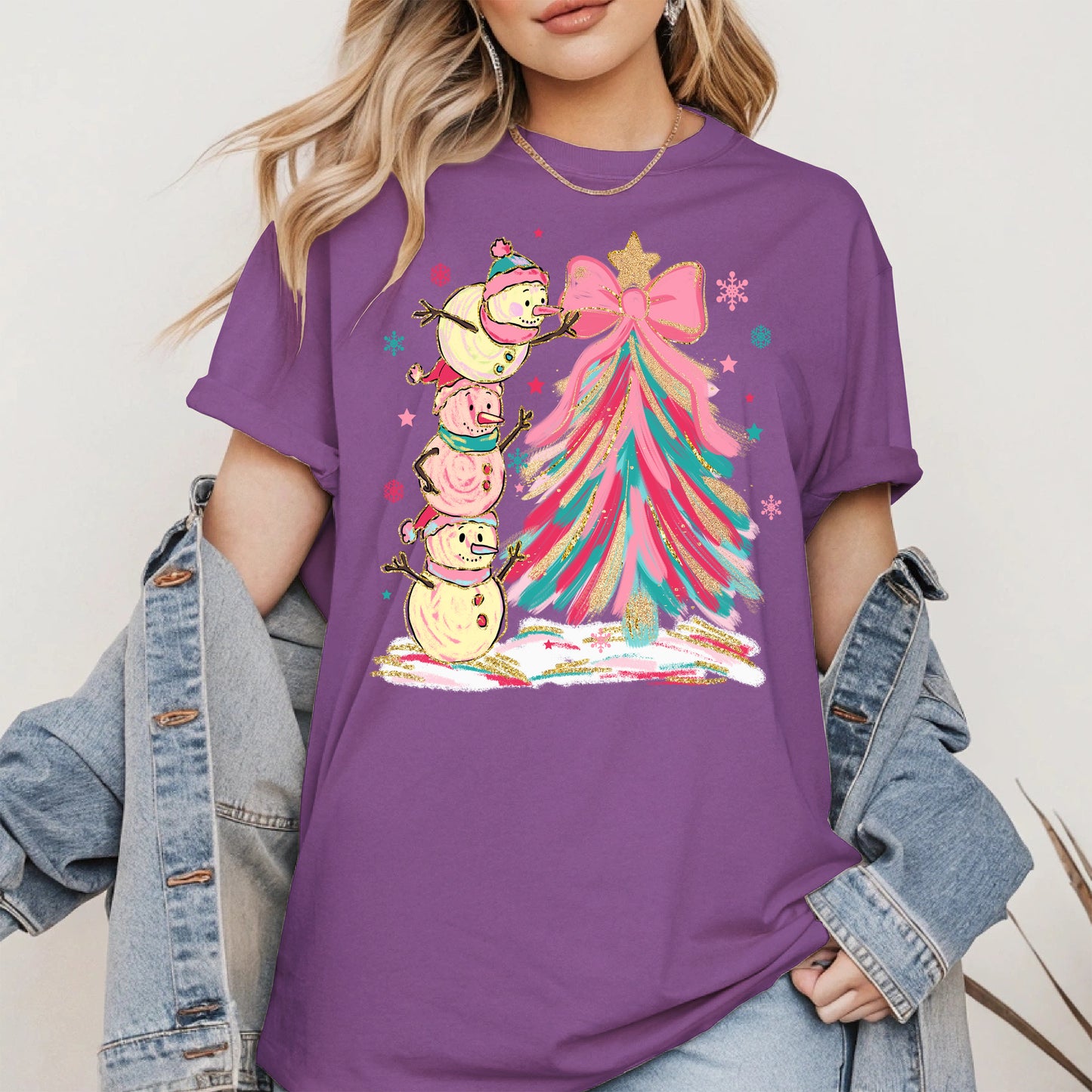 Stacked Snowmen Christmas Tree Shirt