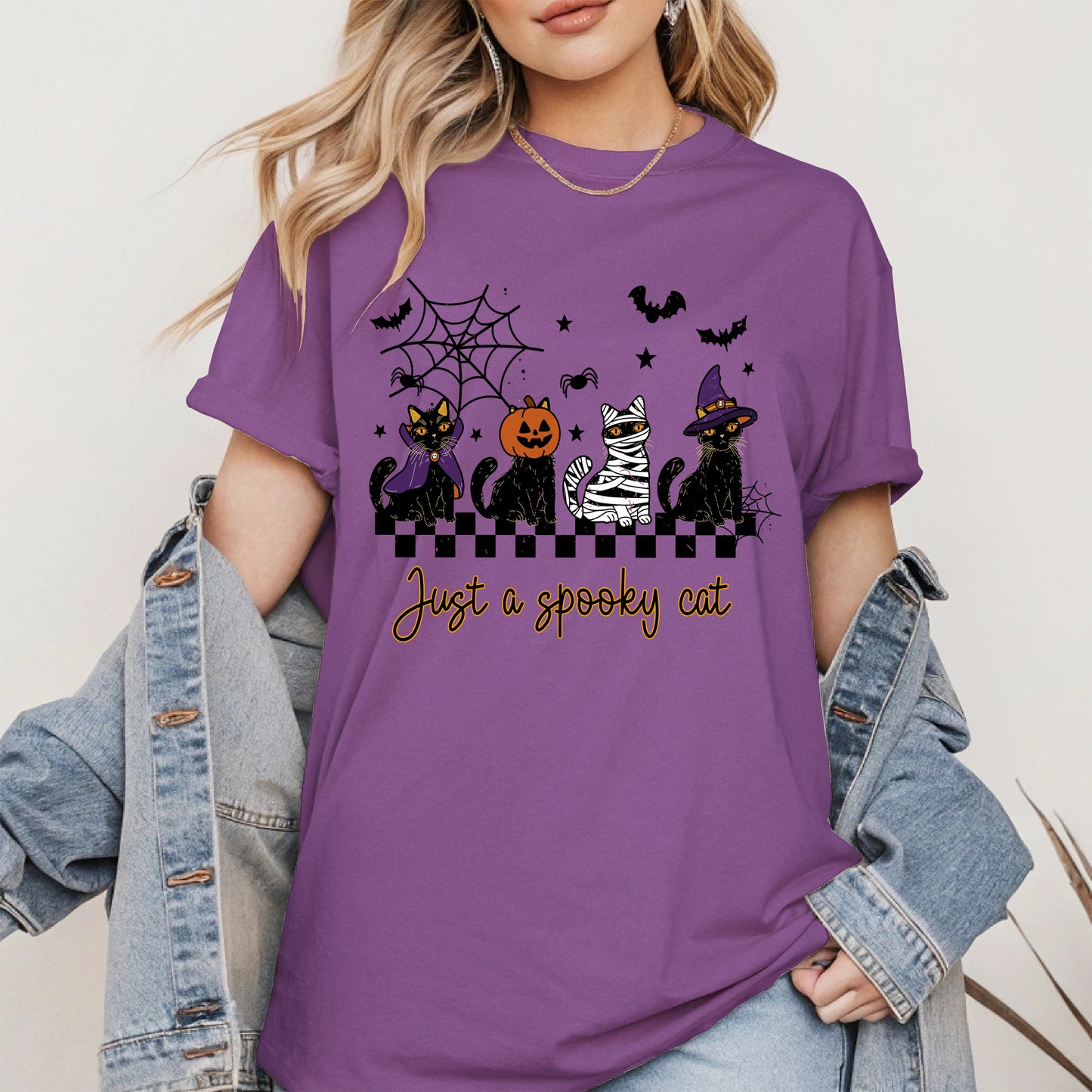 Just a spooky cat halloween shirt