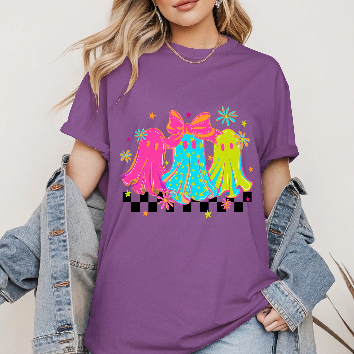 Retro Neon Cute Ghost halloween shirt