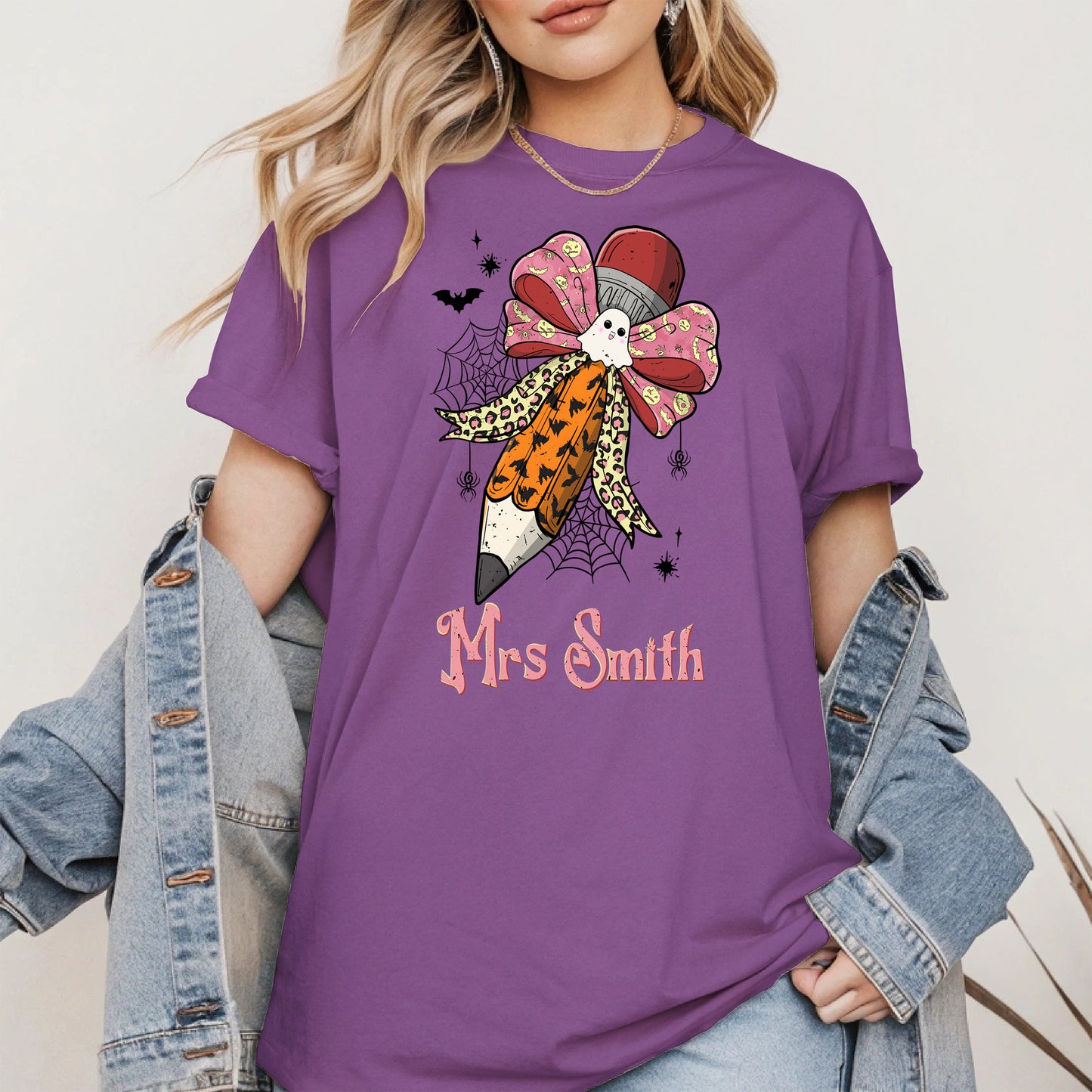 Teacher Pencil Bow Halloween shirt