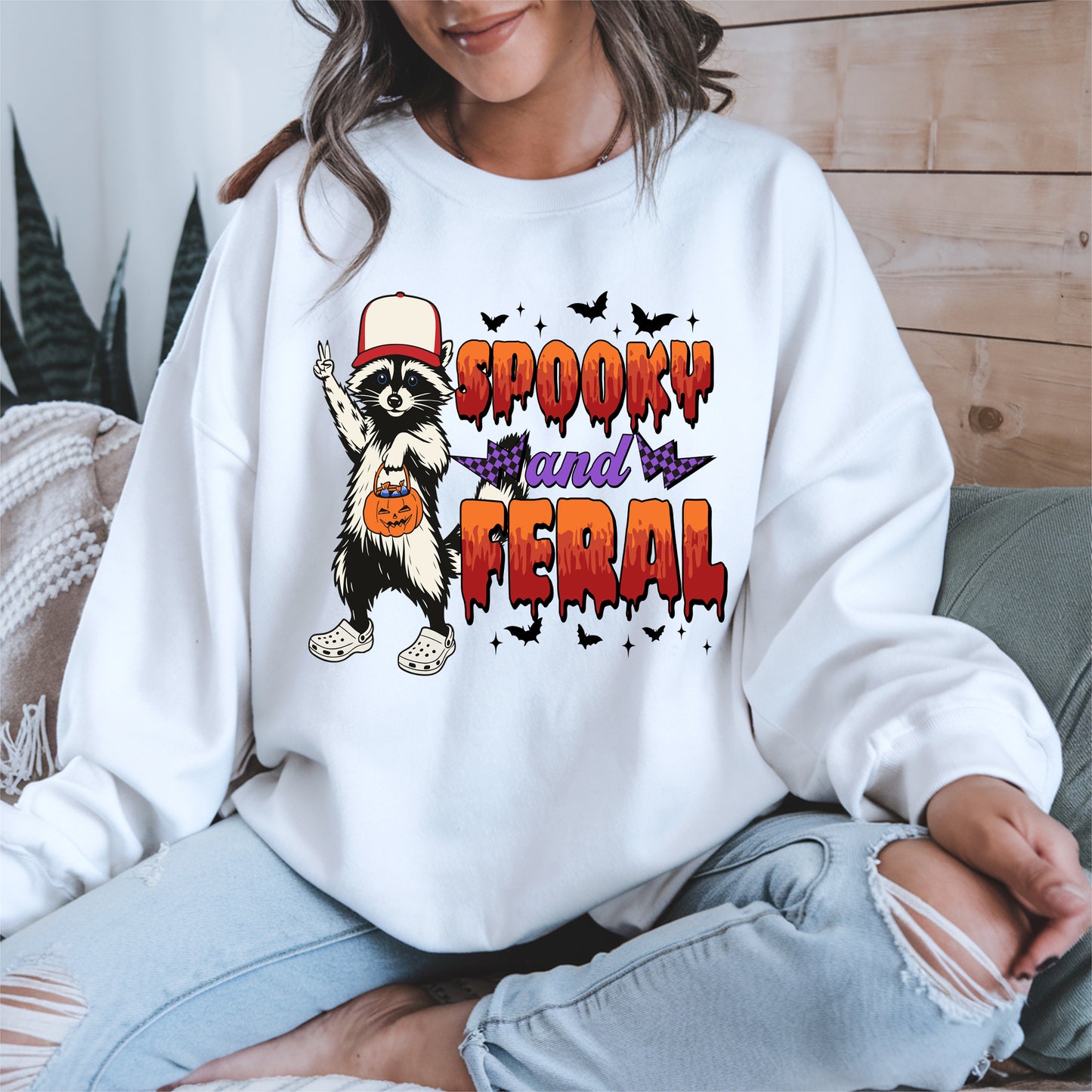 Spooky and Feral Shirt Hoodie Sweatshirt for Halloween Lovers