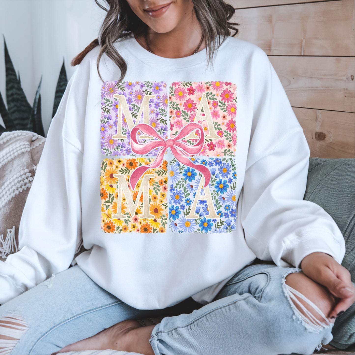 Floral MAMA Shirt Mother Tee Hoodie Sweatshirt Gift for Moms