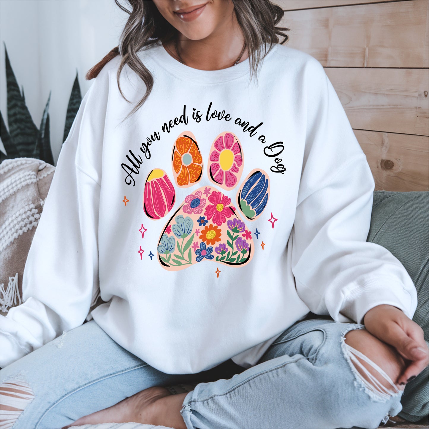 Floral Paw Print Shirt Hoodie Sweatshirt Gift for Pet Moms