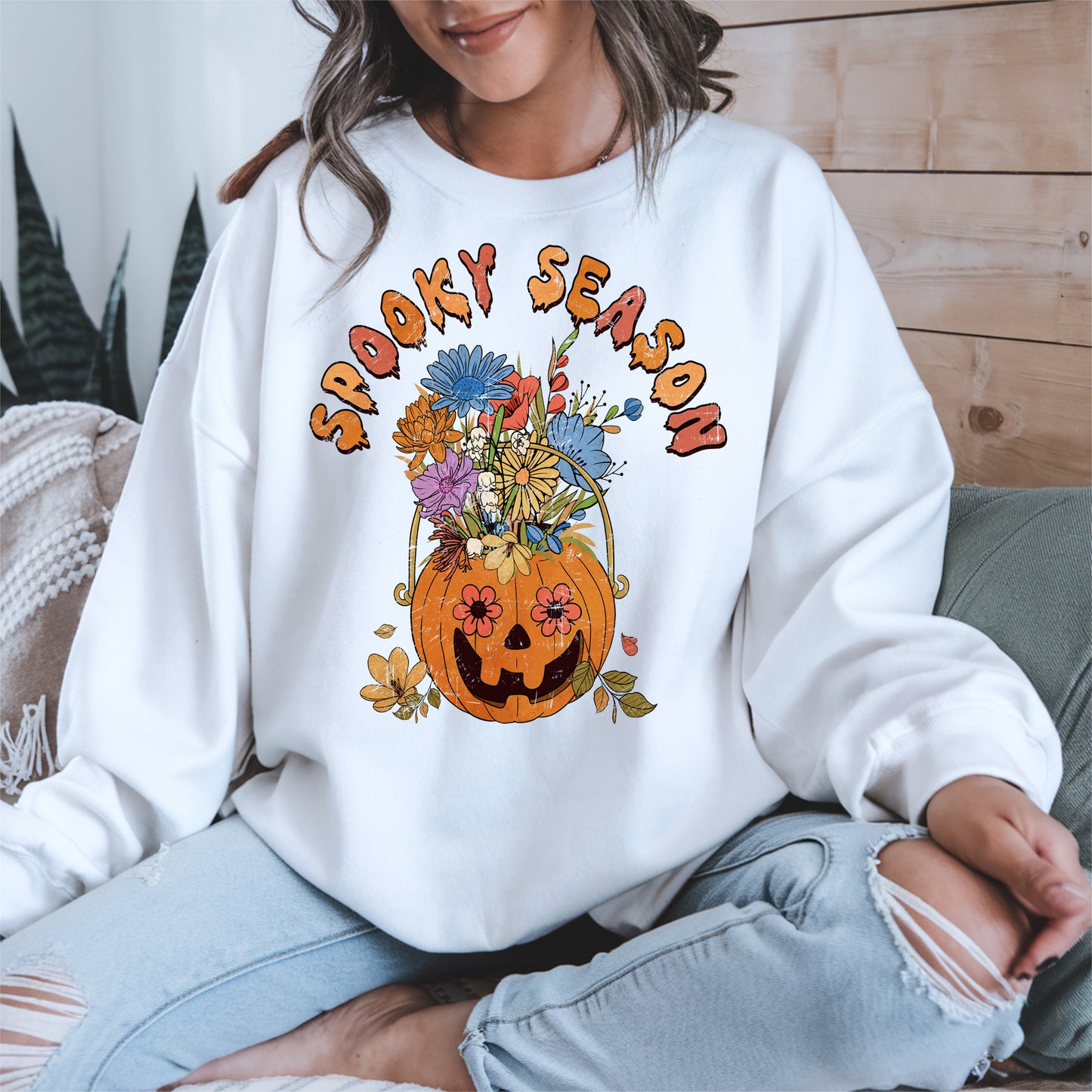 Floral Pumpkin Spooky Season Shirt