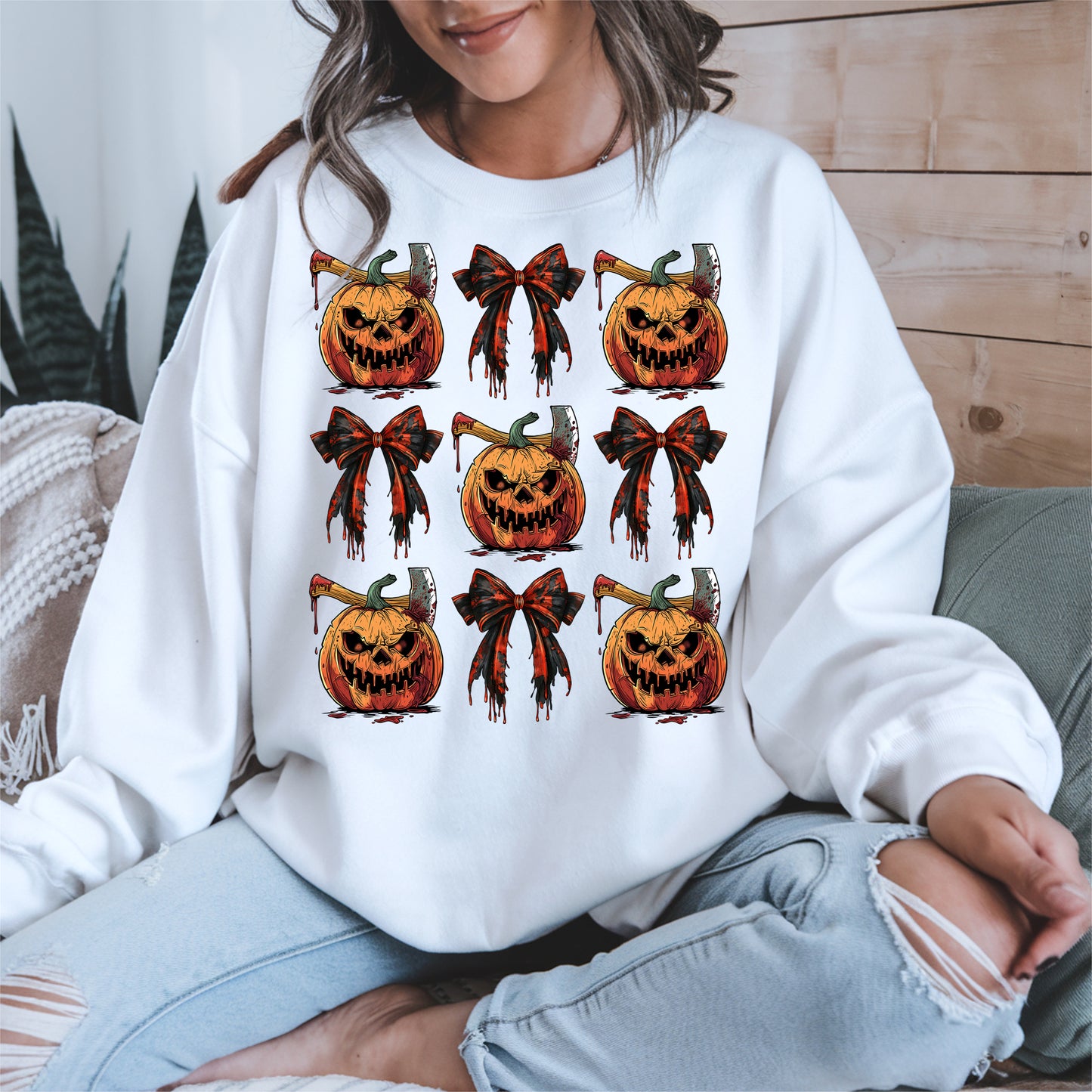 Bloody Pumpkin and Bow Halloween Shirt