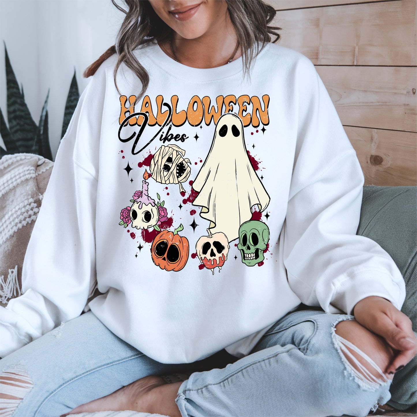 Classic Halloween Ghost and Skull Shirt