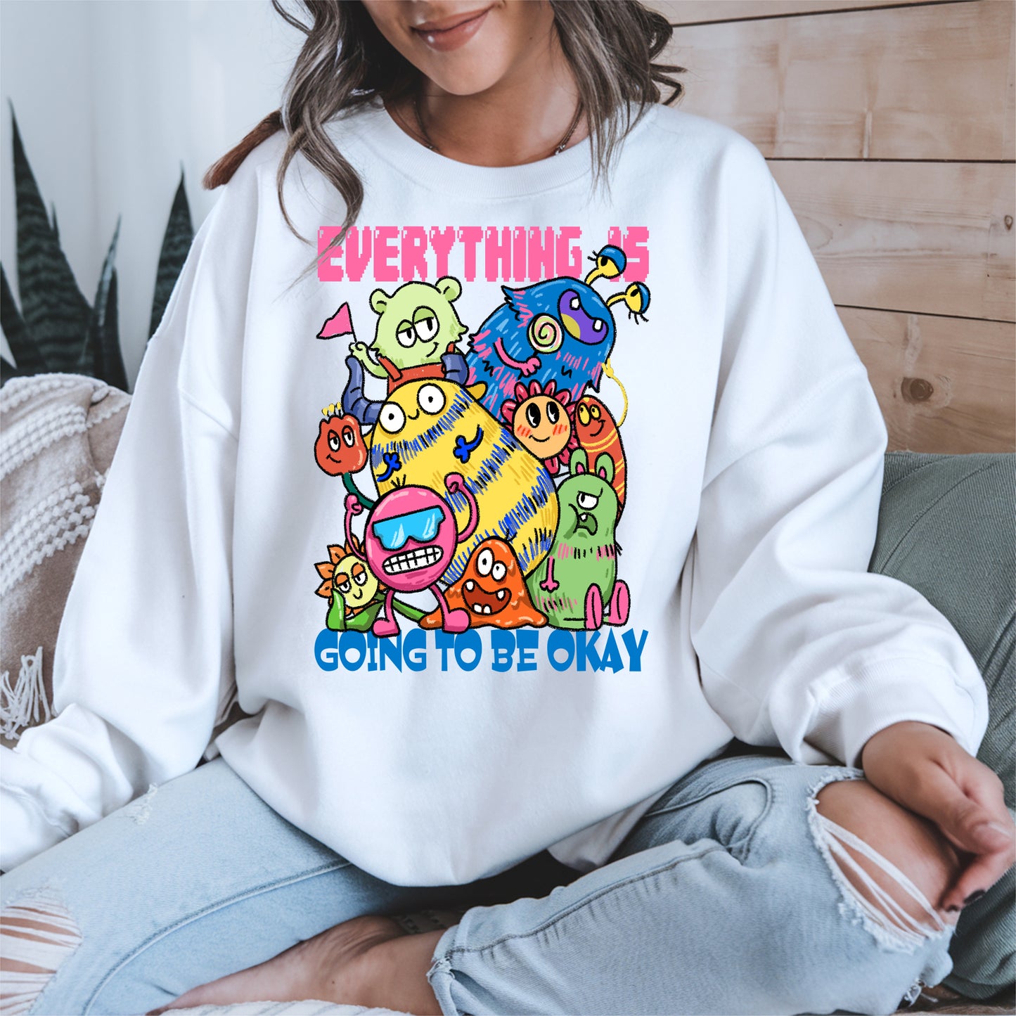Everything Is Going to Be Okay Cute Monster Shirt