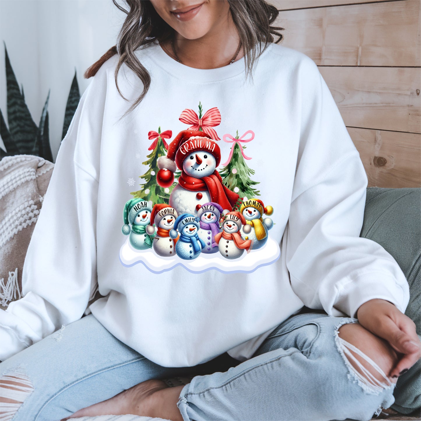 Personalized Snowman Family Grandma Shirt