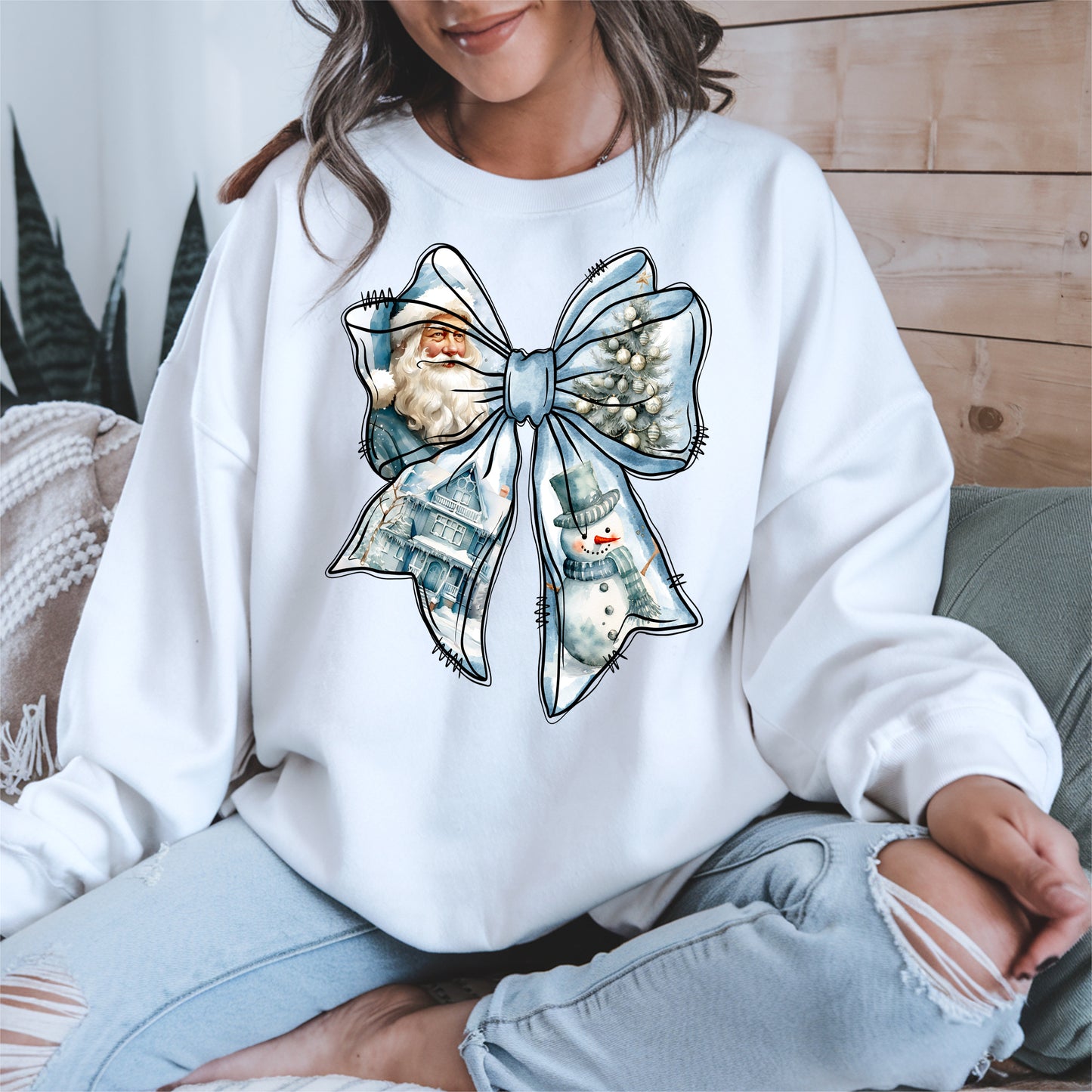 Snowman Coquette Christmas Bow Shirt