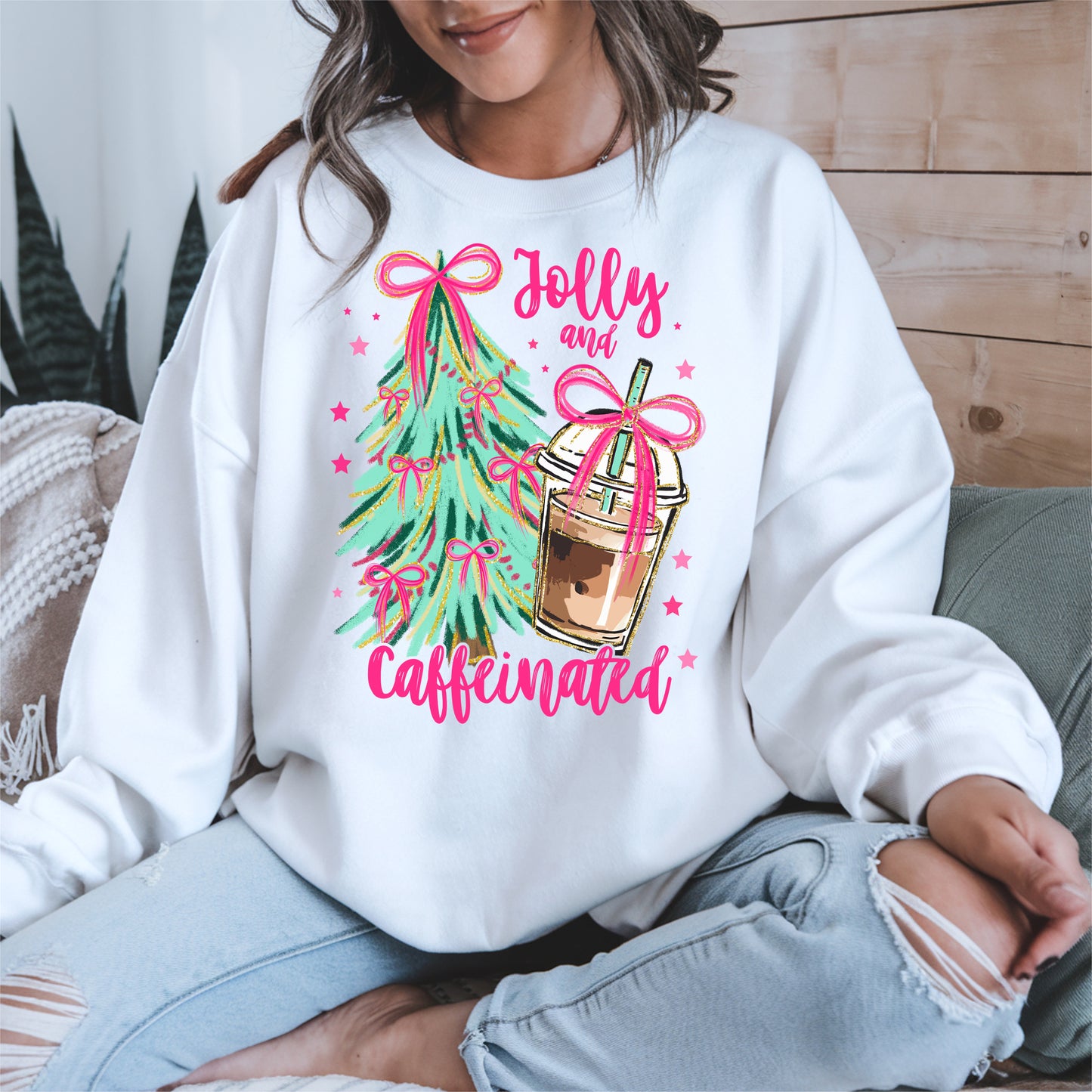 Jolly and Caffeinated Christmas Shirt