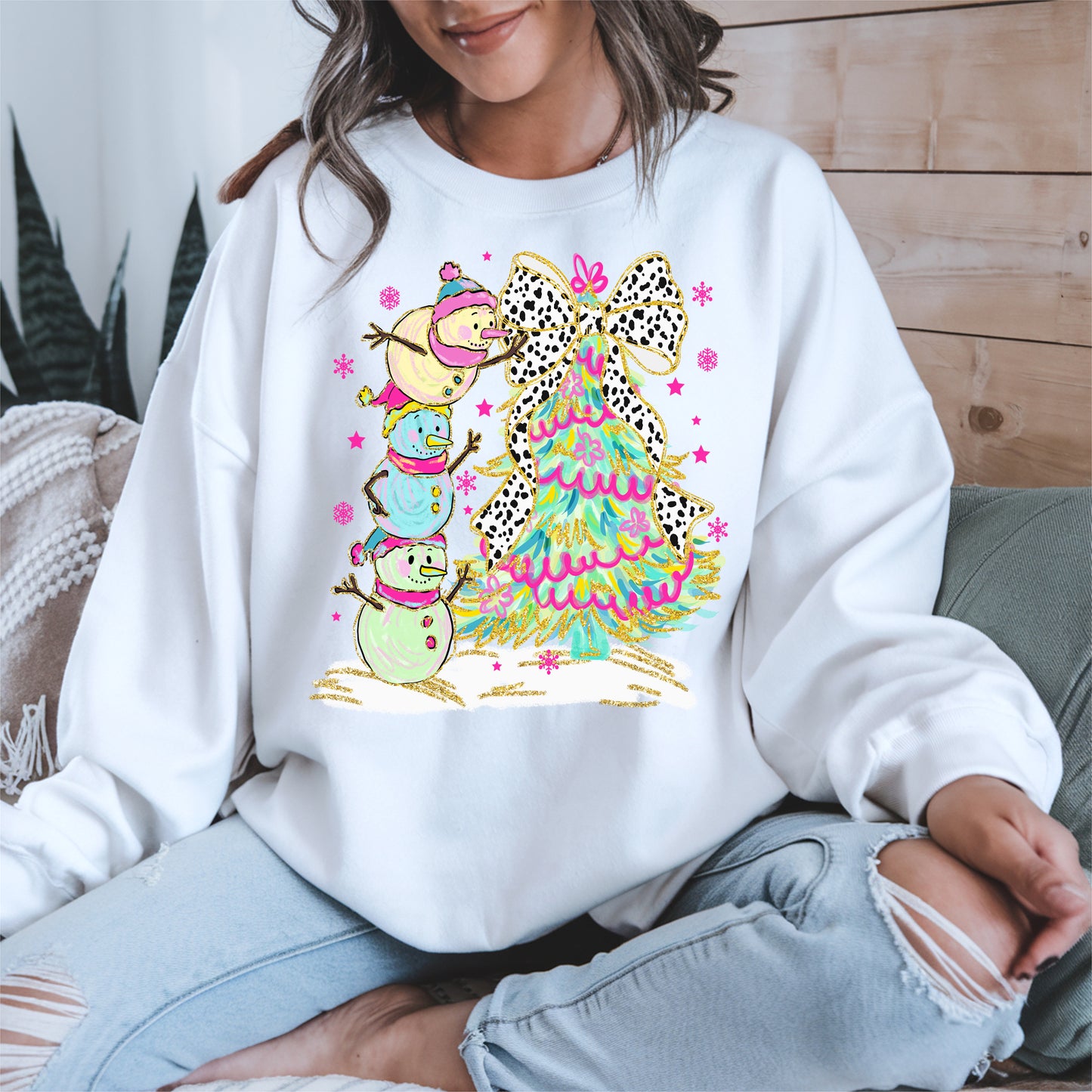 Stacked Snowmen and Christmas Tree Shirt