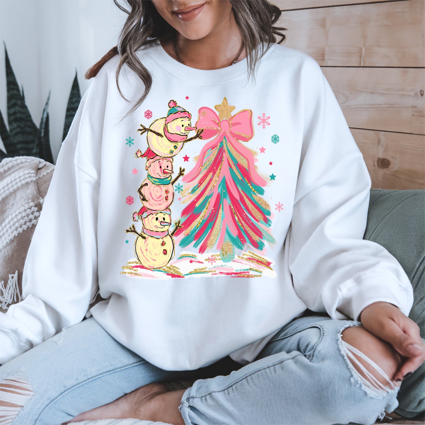 Stacked Snowmen Christmas Tree Shirt