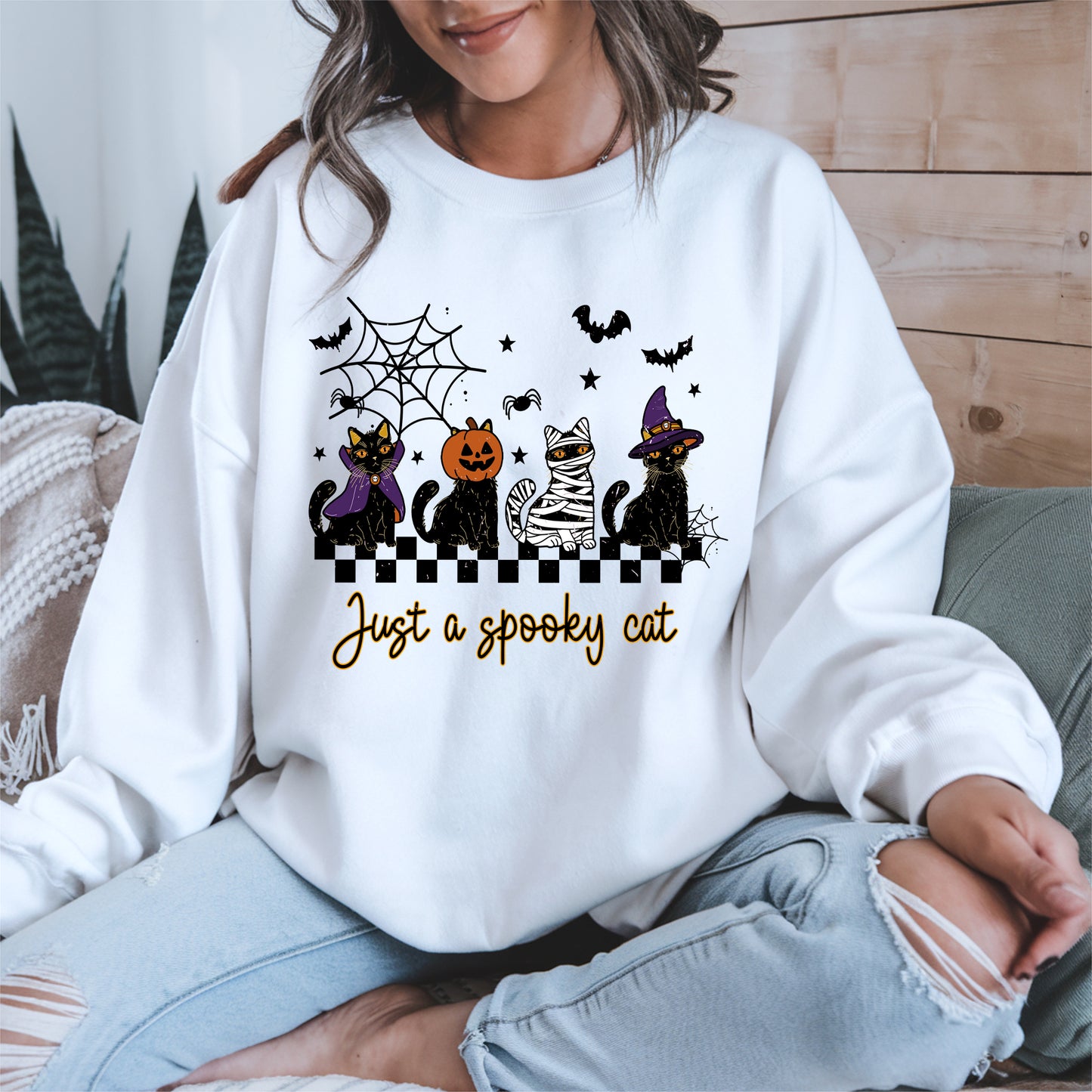 Just a spooky cat halloween shirt