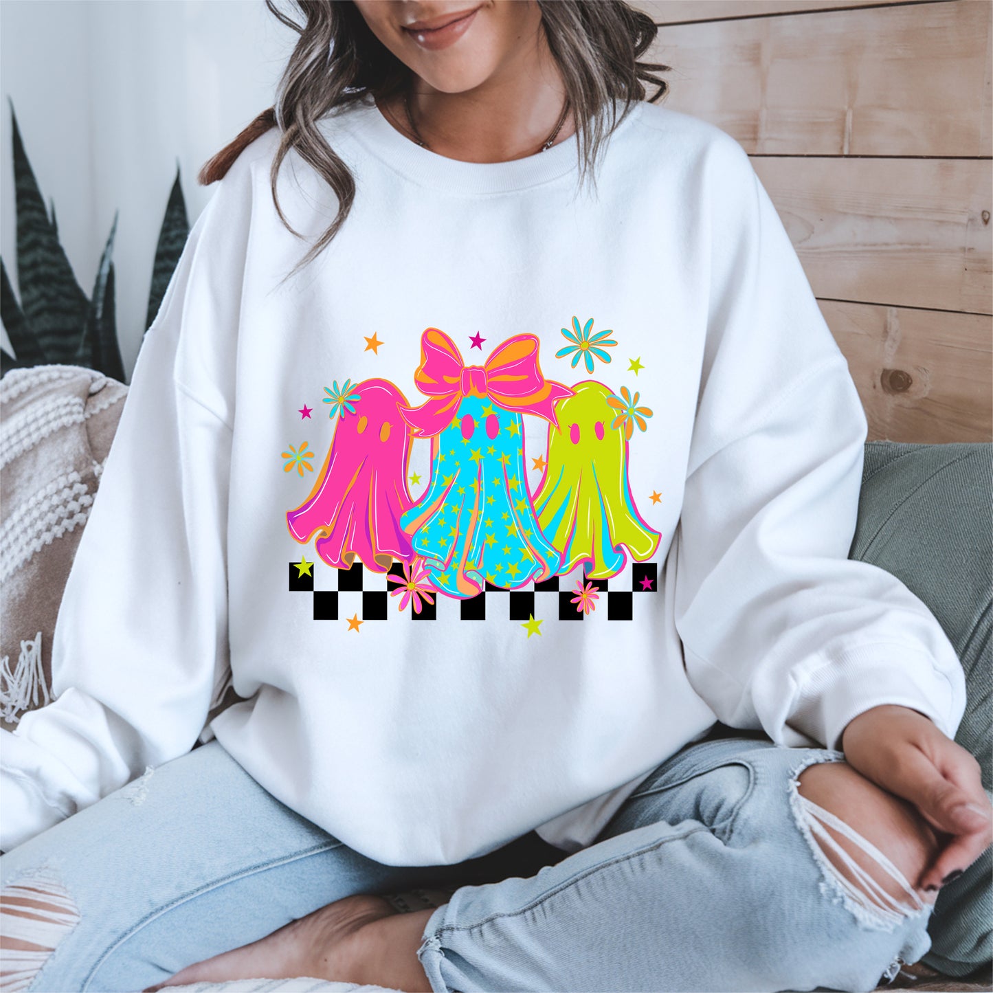Retro Neon Cute Ghost halloween shirt