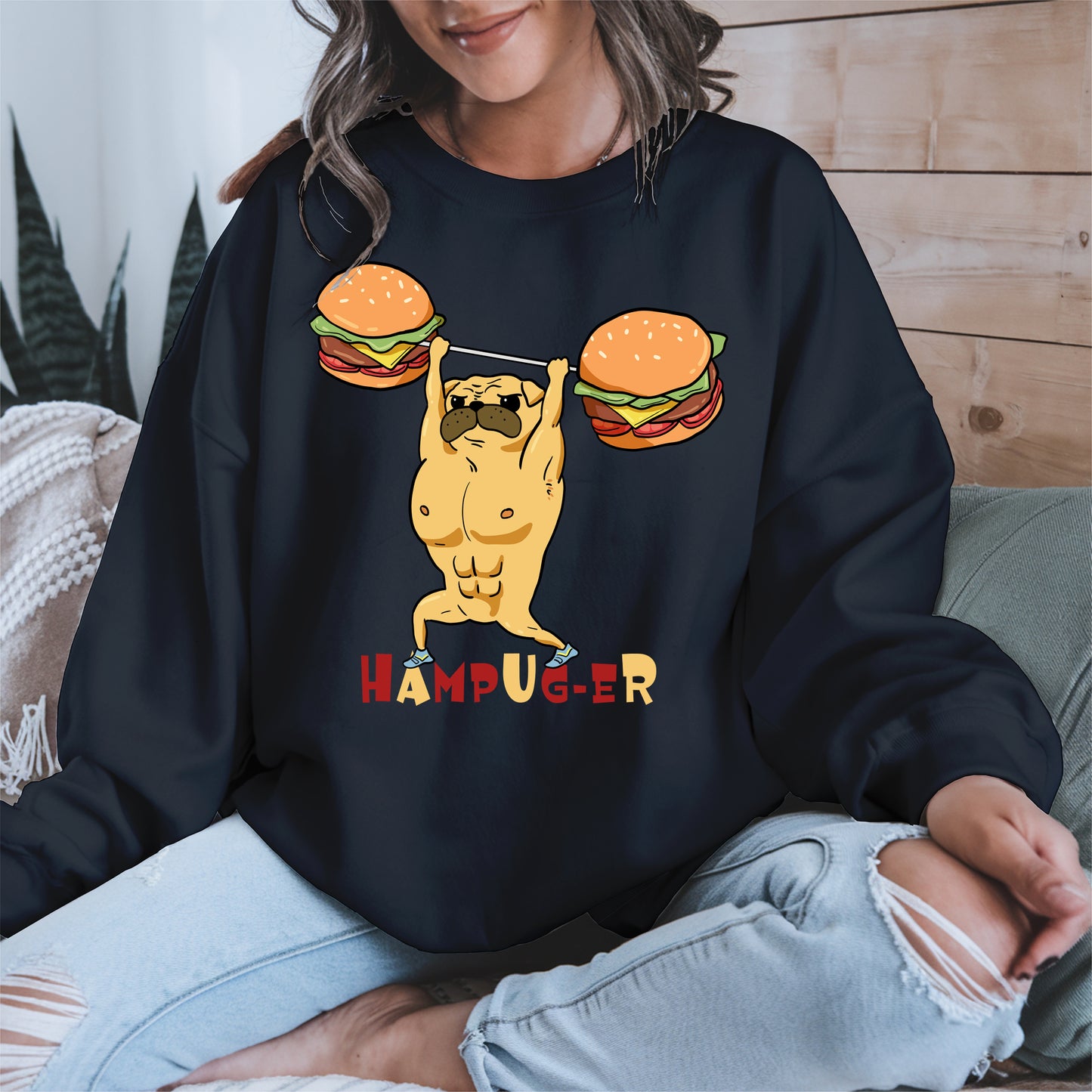 Hampug-er Funny Pug Burger Gym Shirt