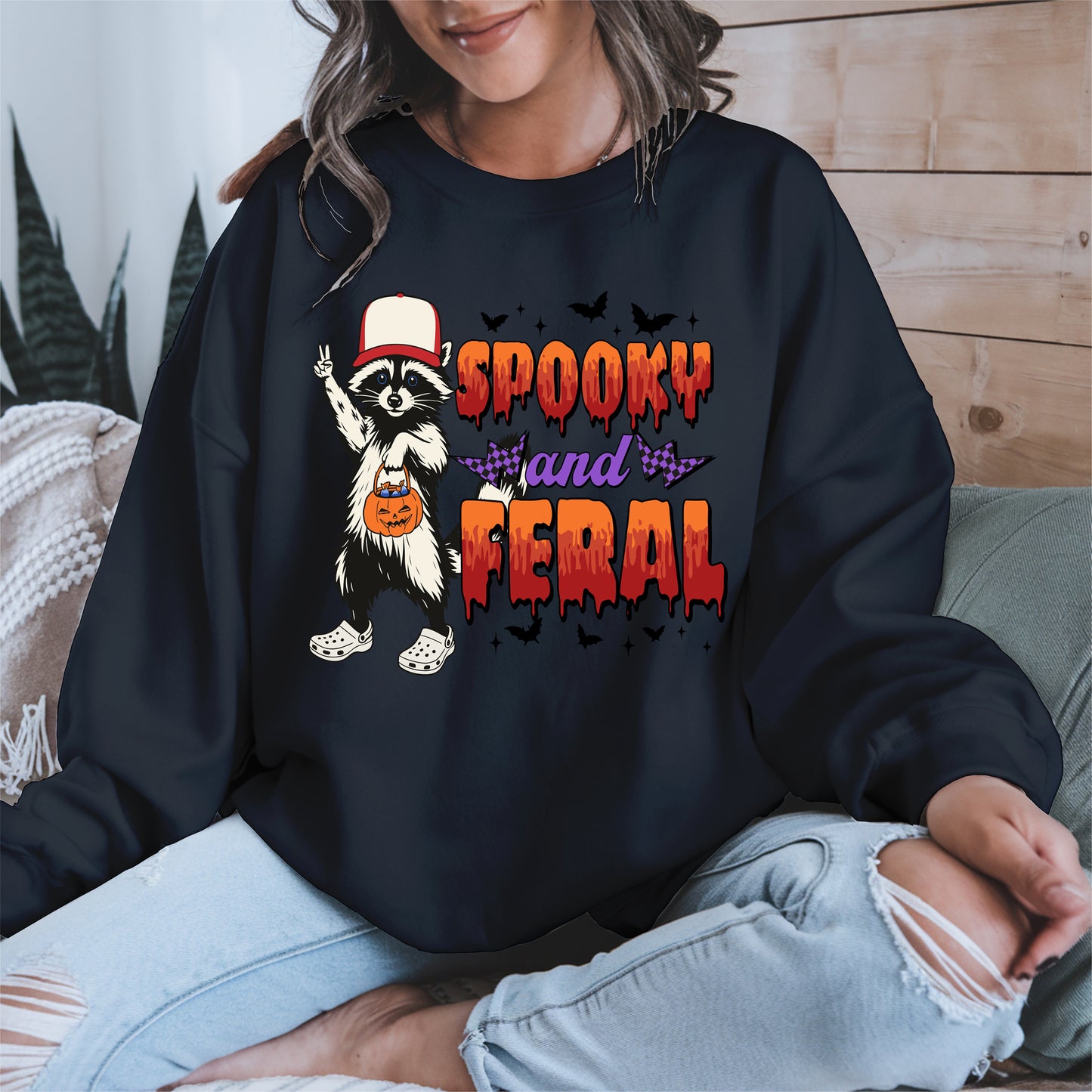 Spooky and Feral Shirt Hoodie Sweatshirt for Halloween Lovers