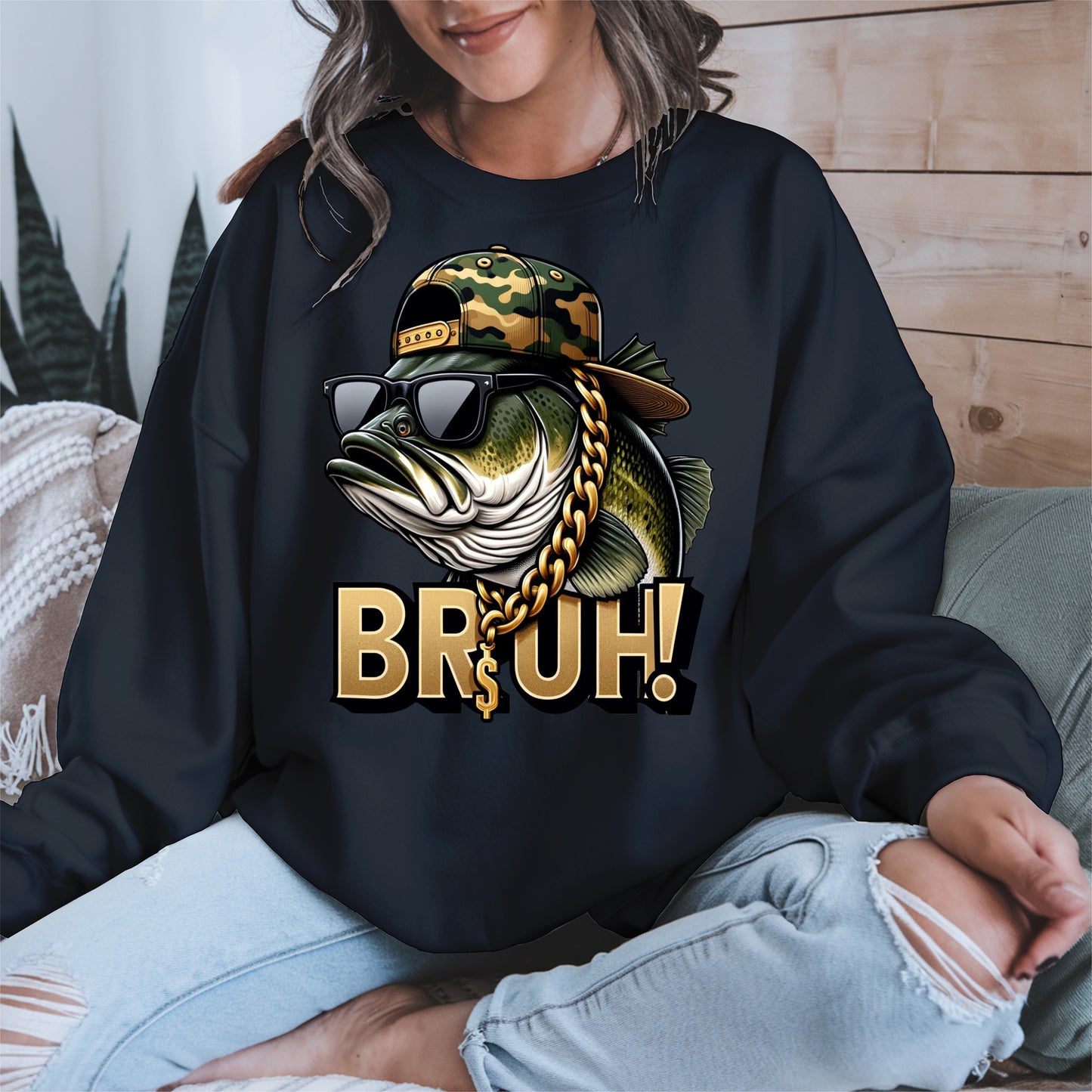 Funny Bass Fish Bruh Shirt Hoodie Sweatshirt