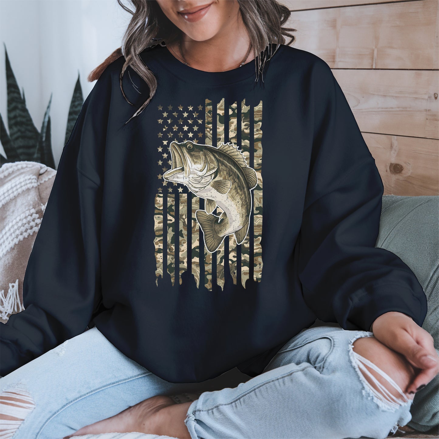 Patriotic Camo American Flag Fishing Shirt Hoodie