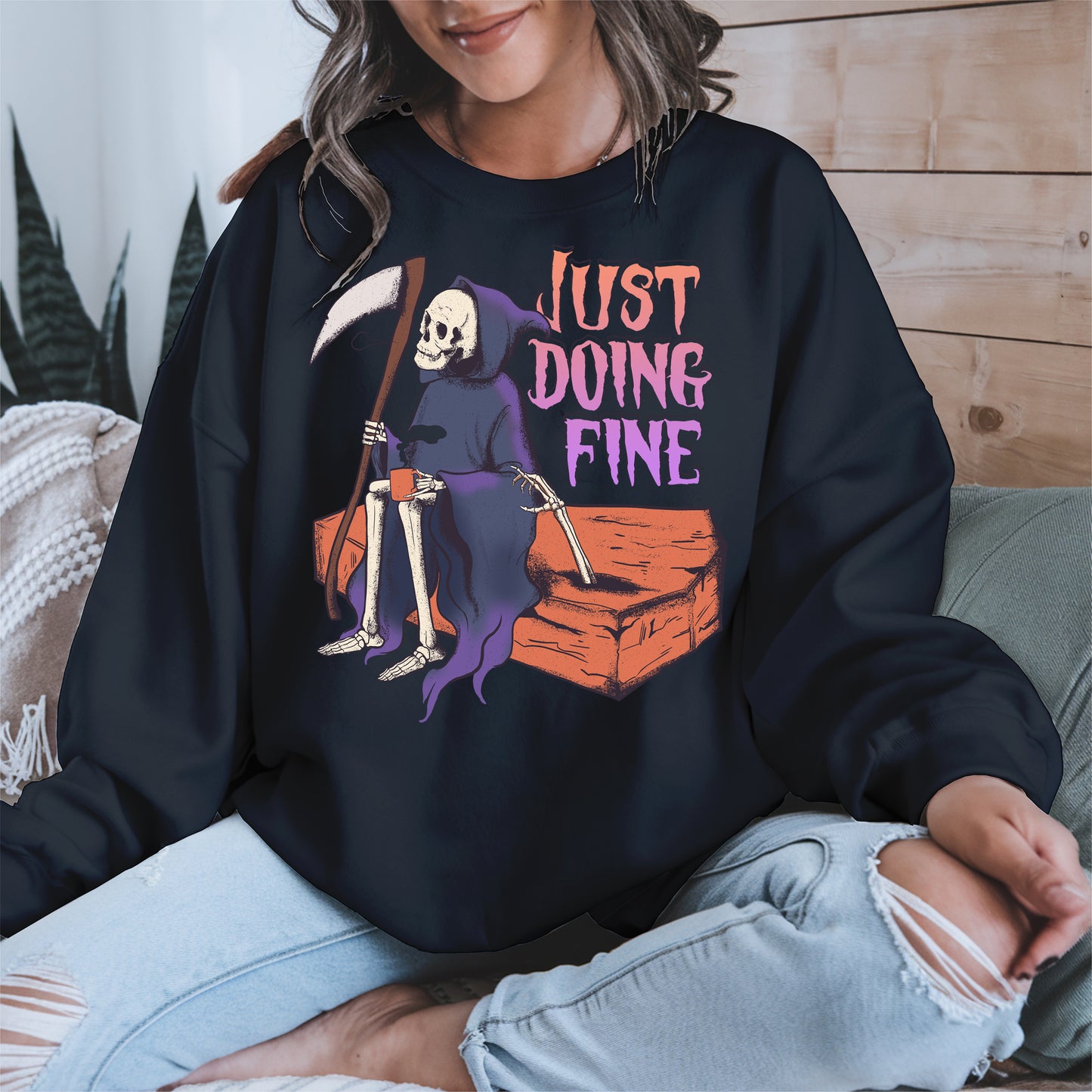 Just Doing Fine Grim Reaper Shirt