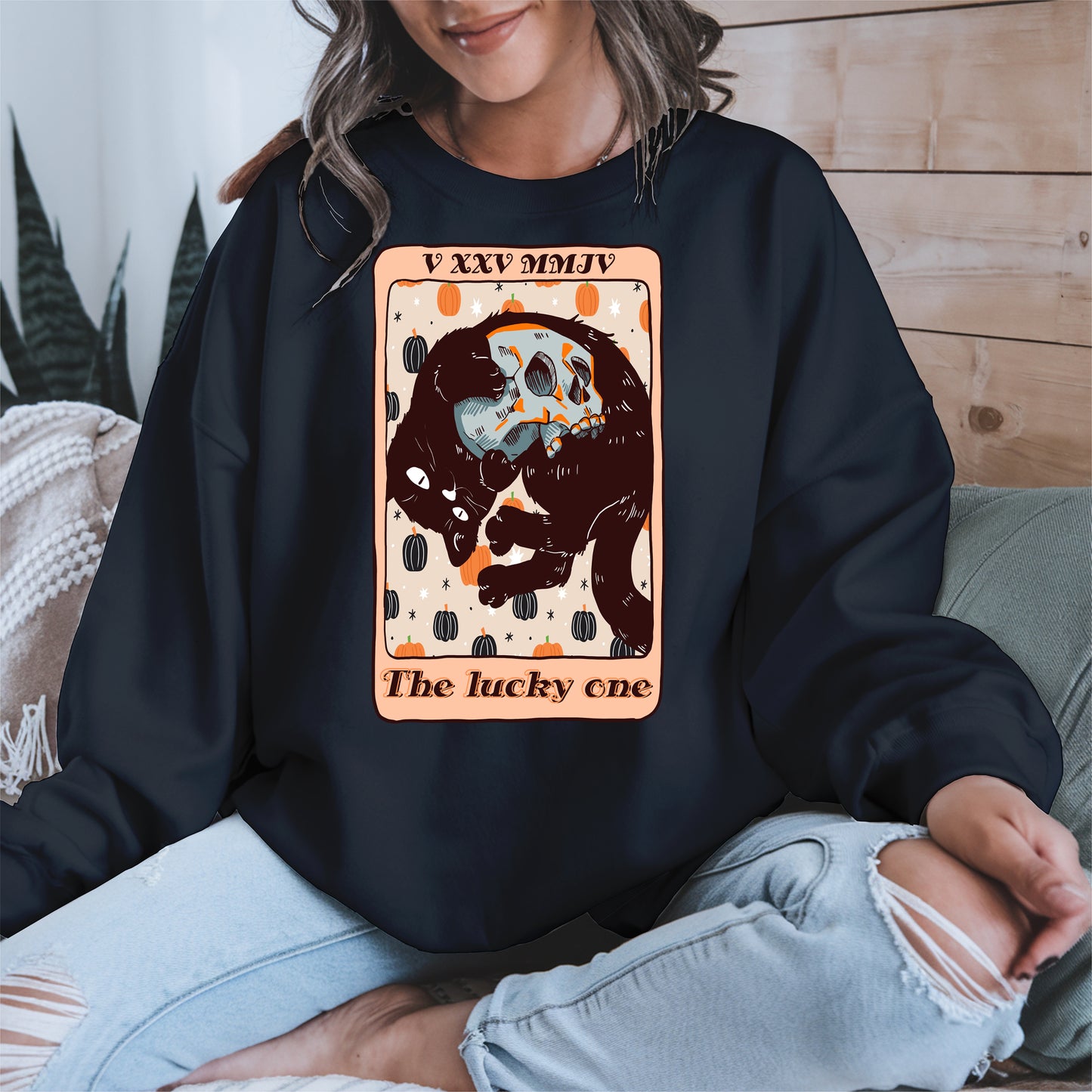 The Lucky One - Halloween Black Cat Tarot Tee