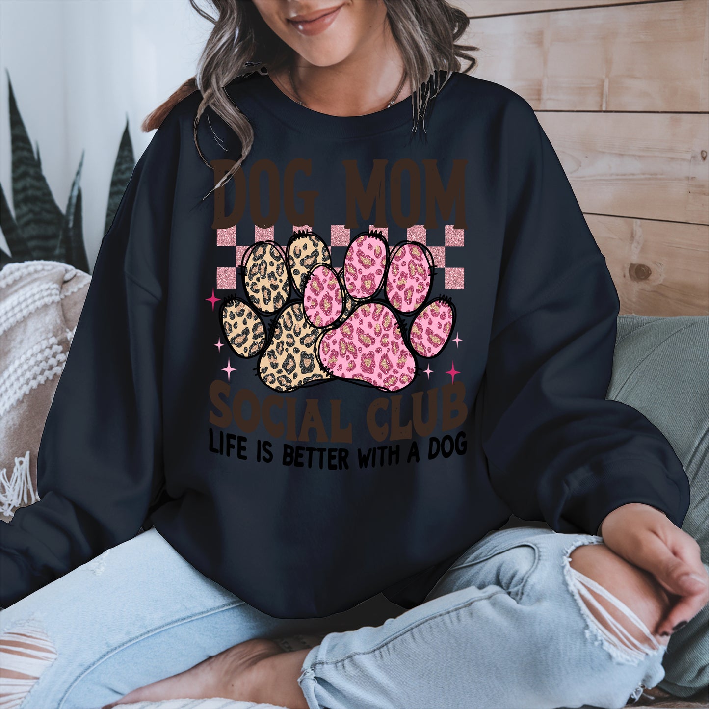 Dog Mom Social Club Shirt Hoodie Sweatshirt Gift for Pet Moms