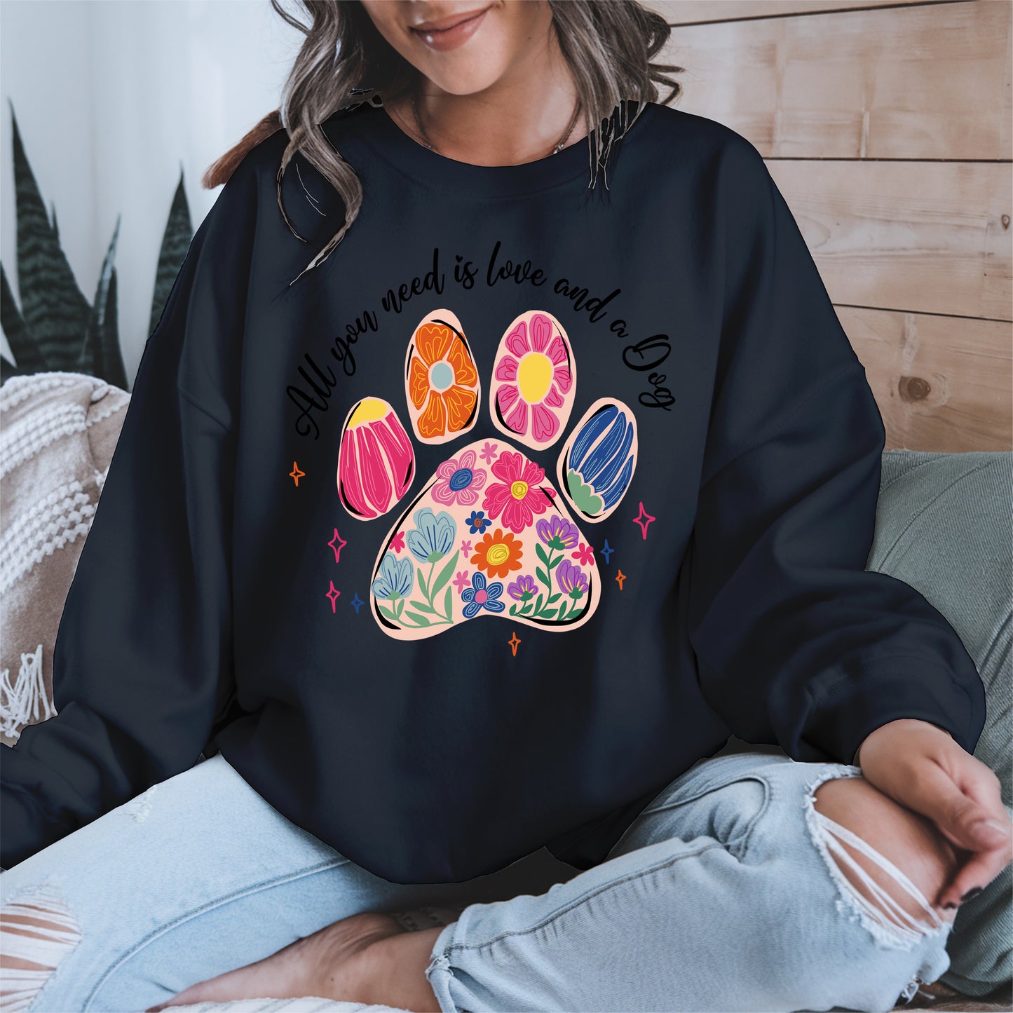 Floral Paw Print Shirt Hoodie Sweatshirt Gift for Pet Moms