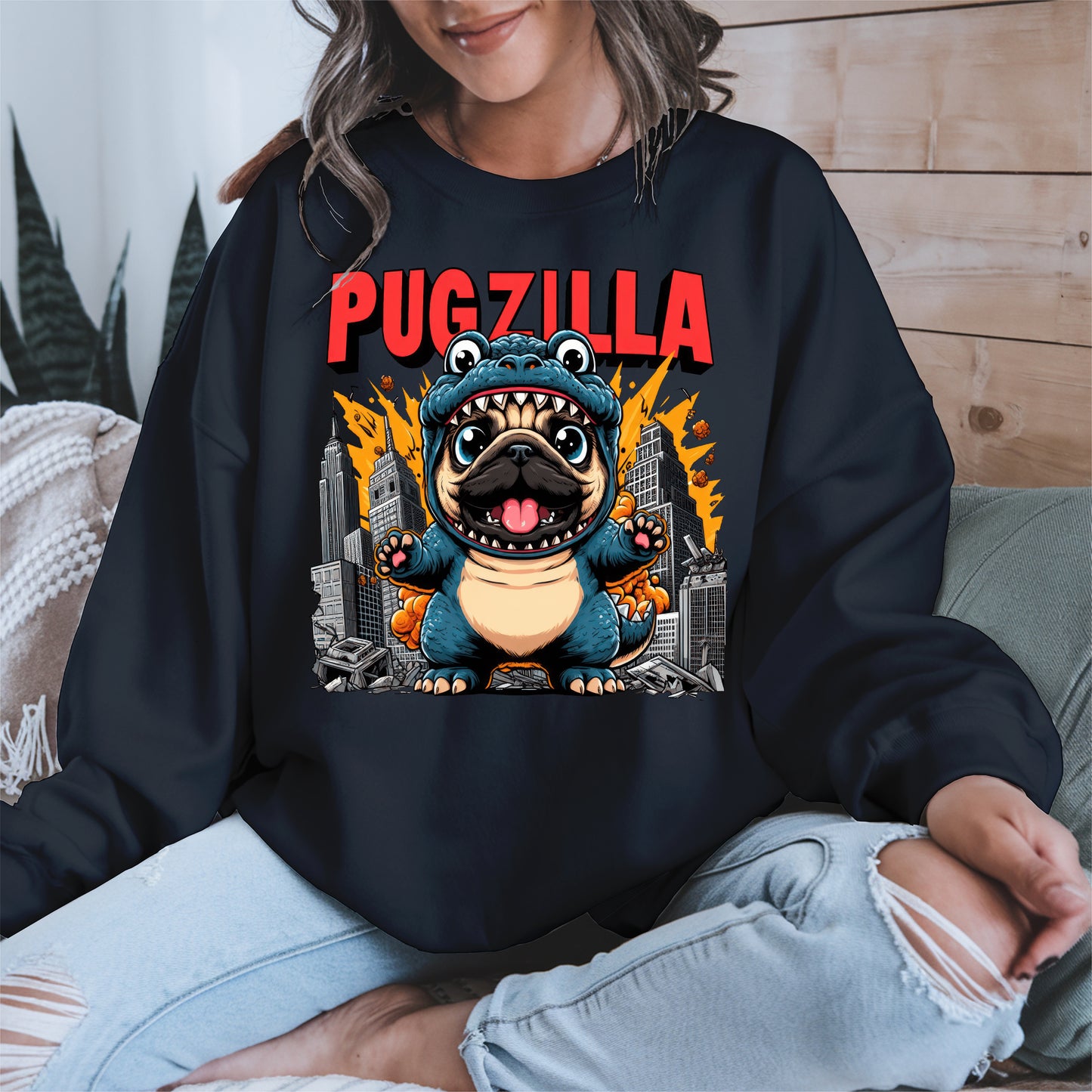 Pugzilla Funny Dog Shirt Hoodie Sweatshirt