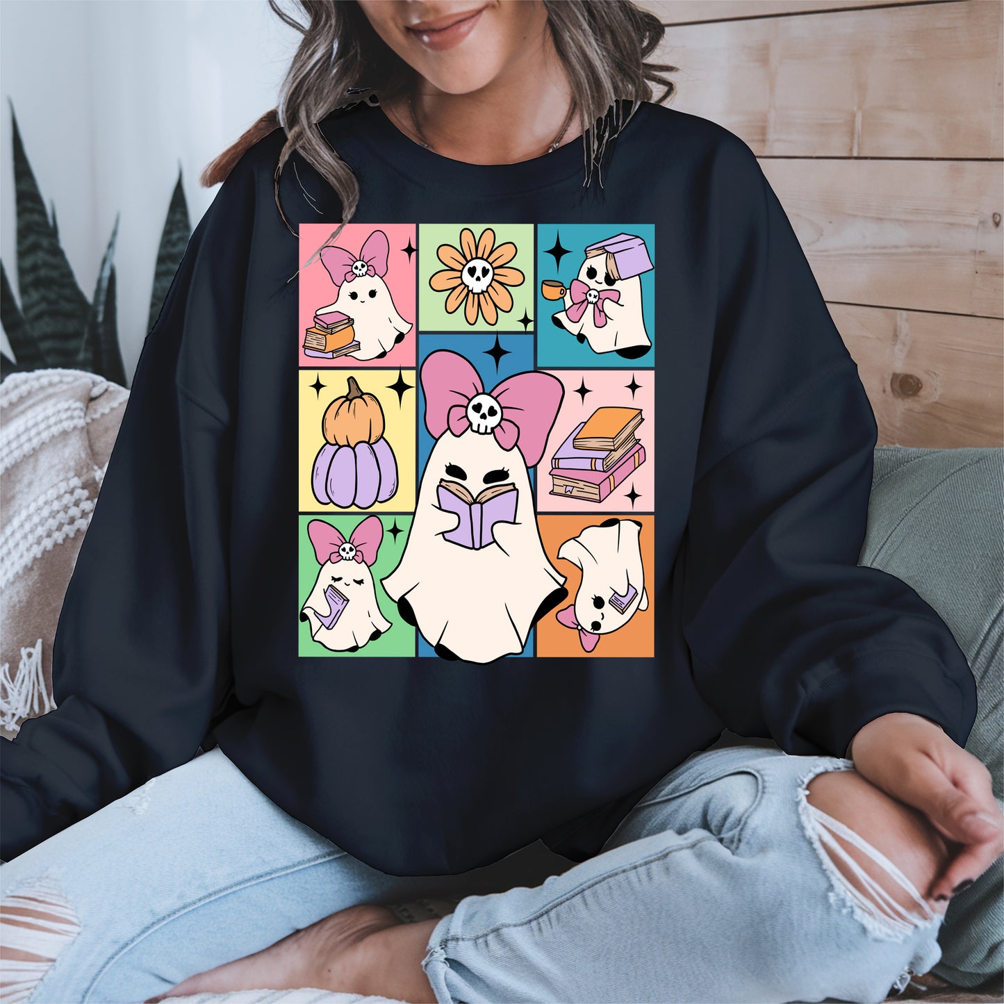 Pastel Ghost Book Lover Halloween Shirt