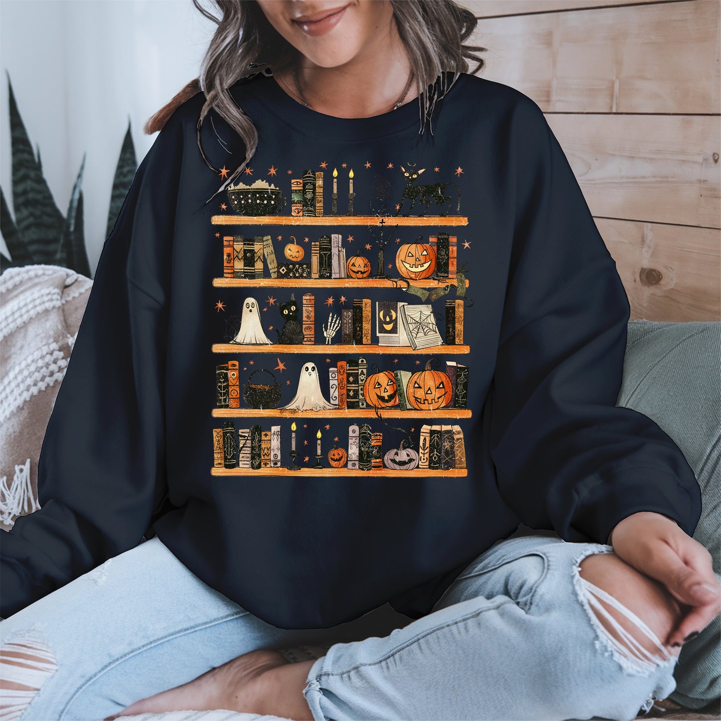 Haunted Bookshelf Halloween Shirt