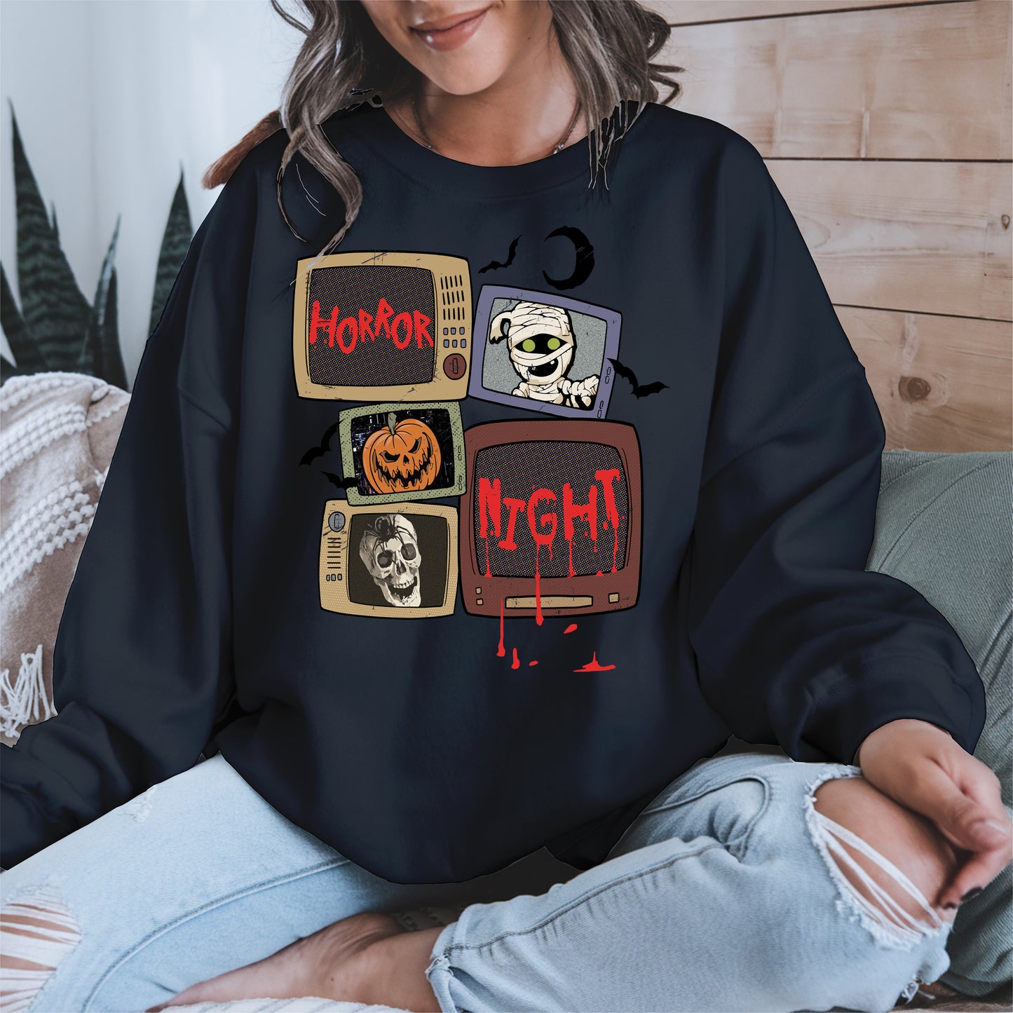 Horror Night Retro TV Halloween Shirt