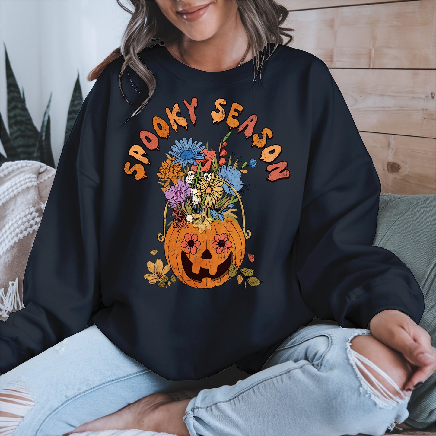 Floral Pumpkin Spooky Season Shirt