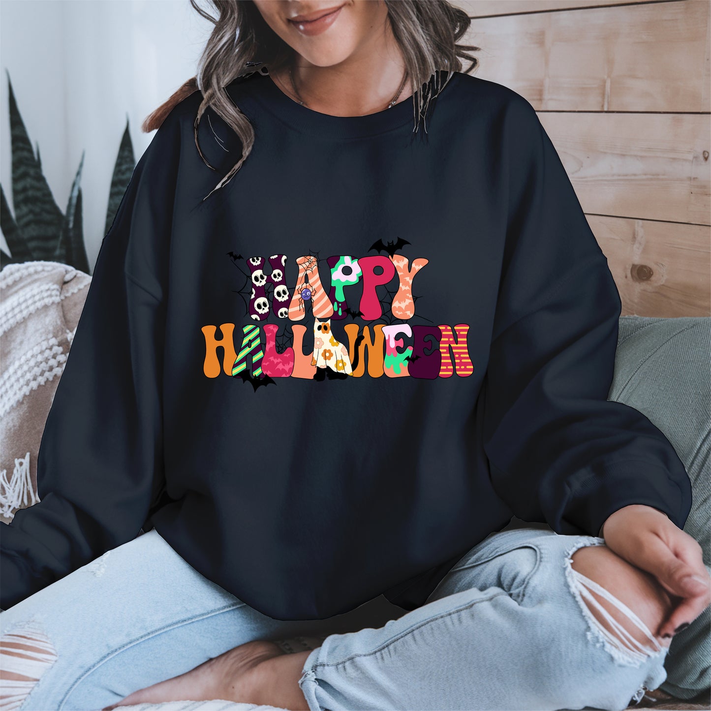 Colorful Ghost Pumpkin Retro Halloween Shirt