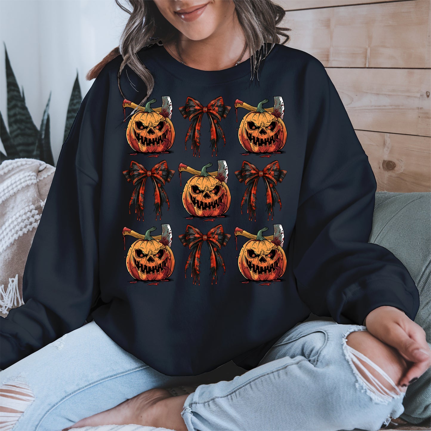 Bloody Pumpkin and Bow Halloween Shirt