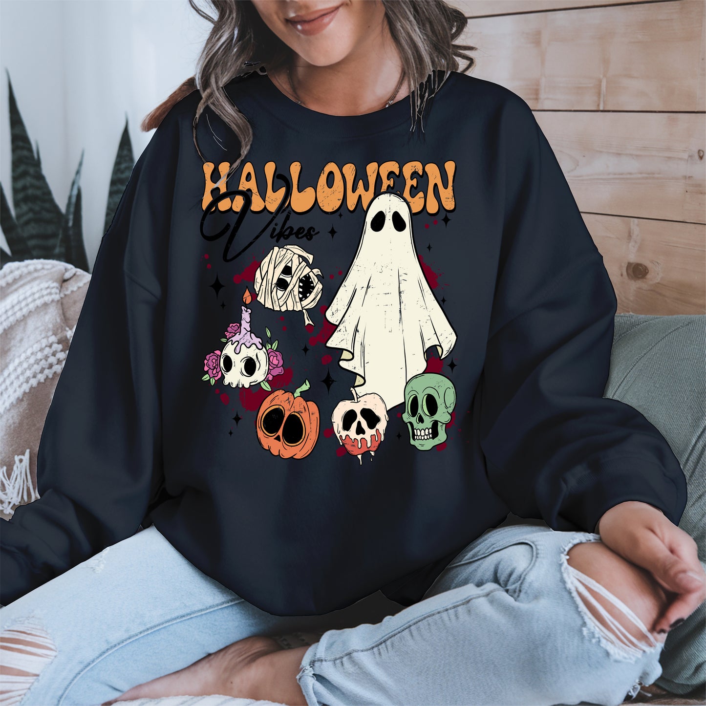 Classic Halloween Ghost and Skull Shirt
