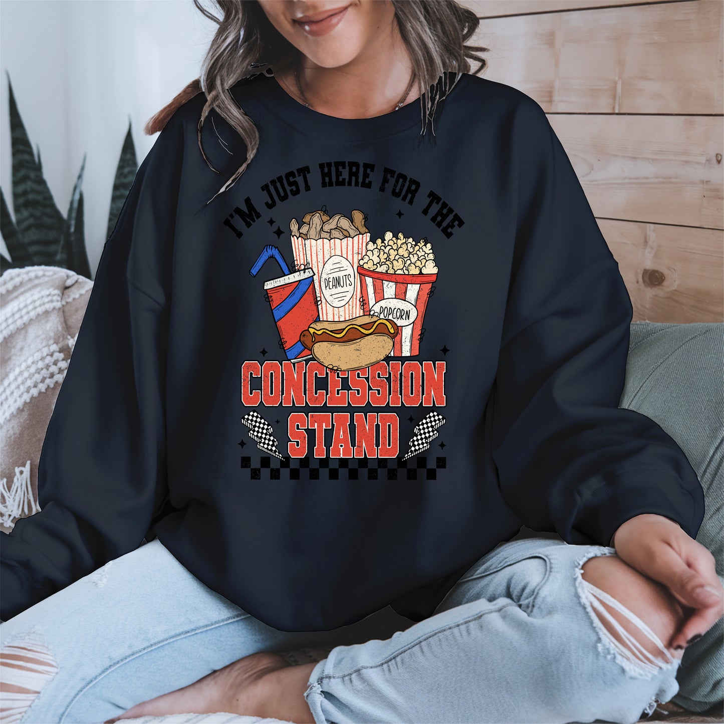 Concession Stand Sport Shirt Hoodie Sweatshirt with Snack Bar Design