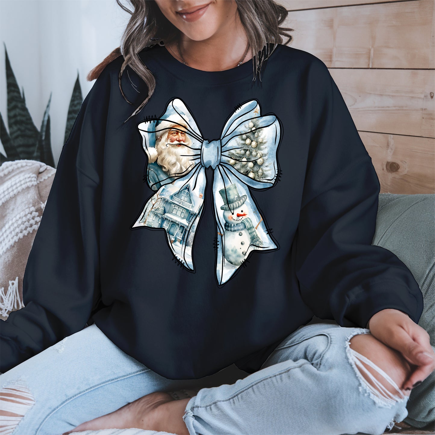Snowman Coquette Christmas Bow Shirt