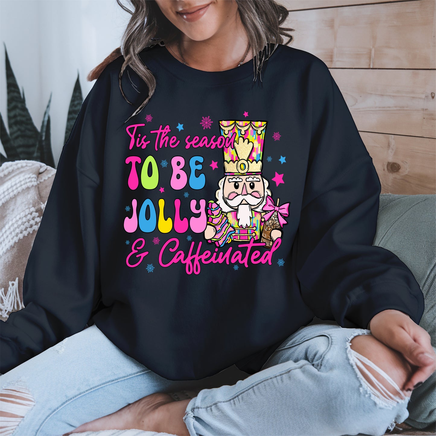 Tis the Season To Be Jolly and Caffeinated Christmas Shirt
