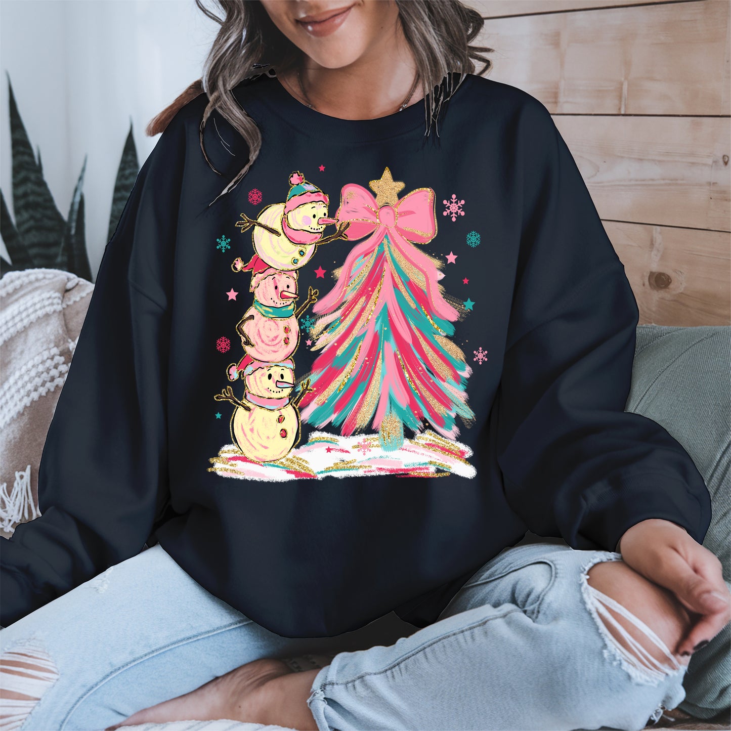 Stacked Snowmen Christmas Tree Shirt