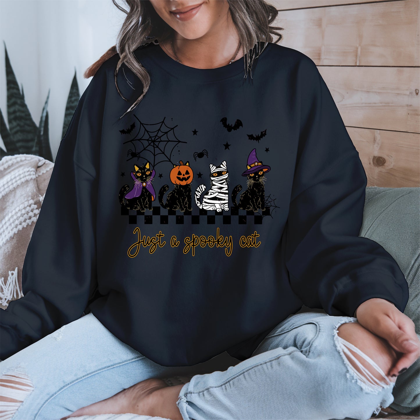Just a spooky cat halloween shirt
