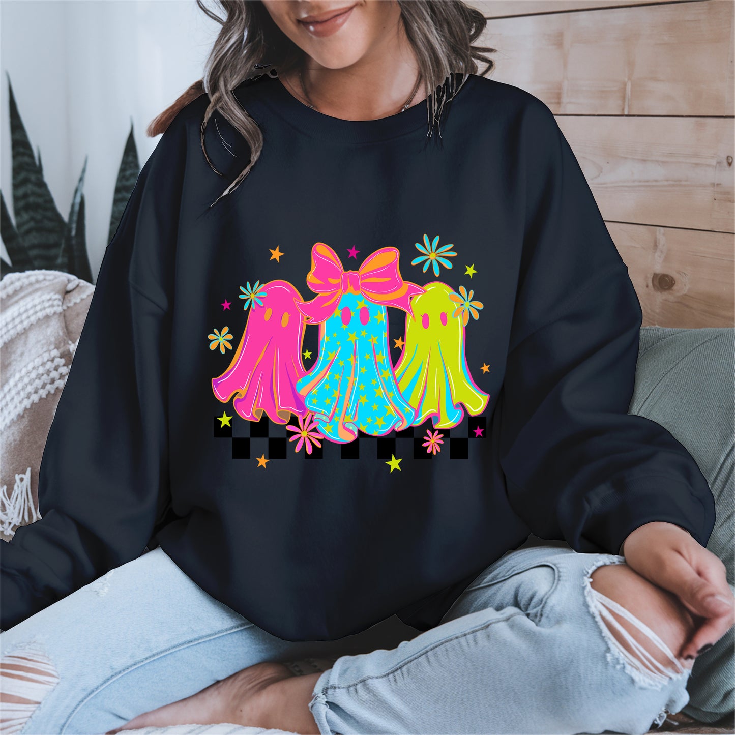 Retro Neon Cute Ghost halloween shirt
